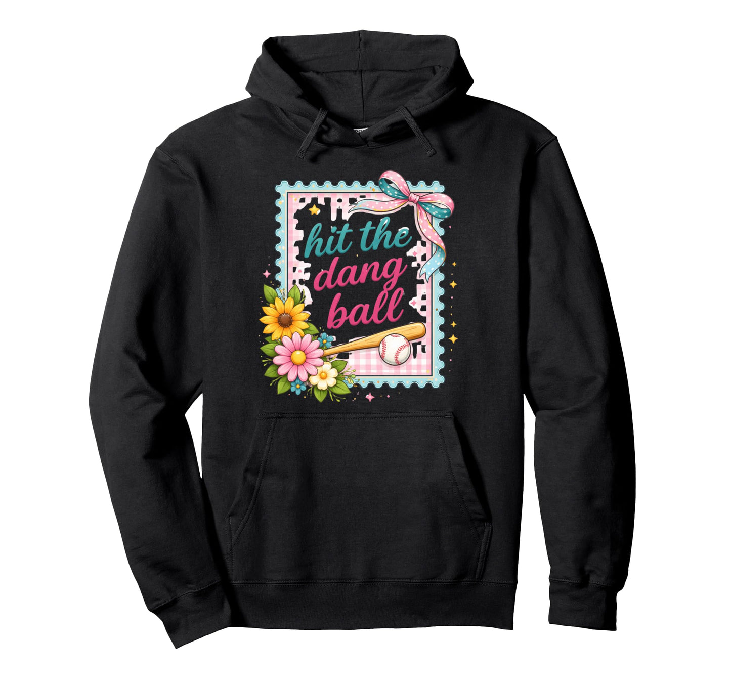 Hit Dang Ball Floral Coquette Hoodie - Casual Everyday Wear Men Women - T-Shirt, Sweatshirt, Hoodie