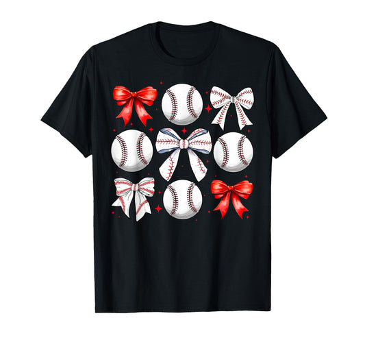 Baseball Coquette Bow Baseball Mama T-Shirt - Minimalist Print Men Women - T-Shirt, Sweatshirt, Hoodie
