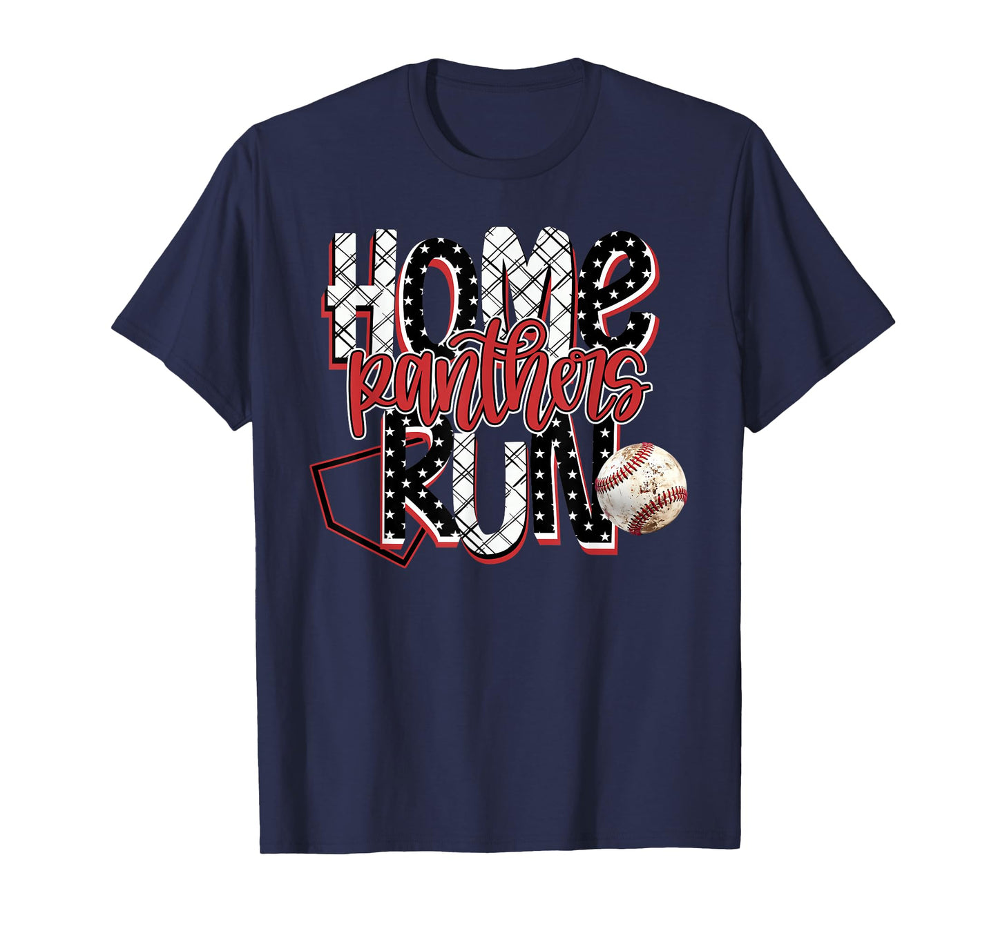 Home Run Panthers Baseball Red T-Shirt - Fun Novelty Design Men Women - T-Shirt, Sweatshirt, Hoodie