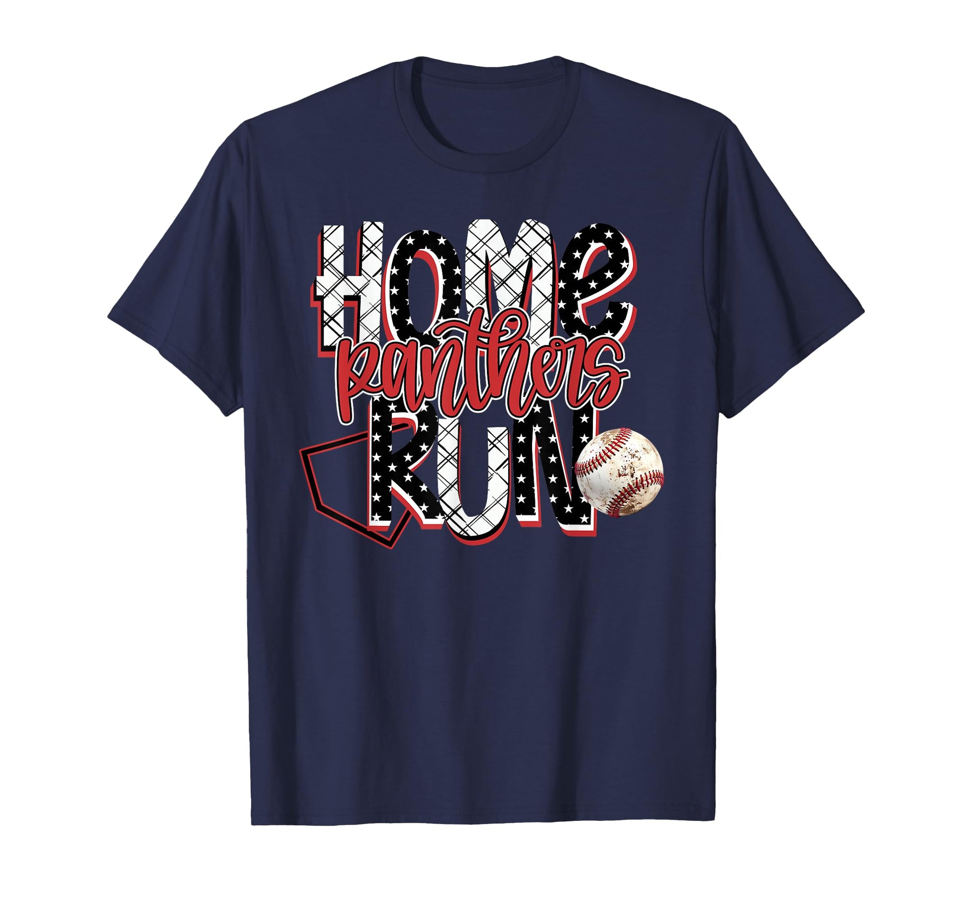 Home Run Panthers Baseball Red T-Shirt - Fun Novelty Design Men Women - T-Shirt, Sweatshirt, Hoodie