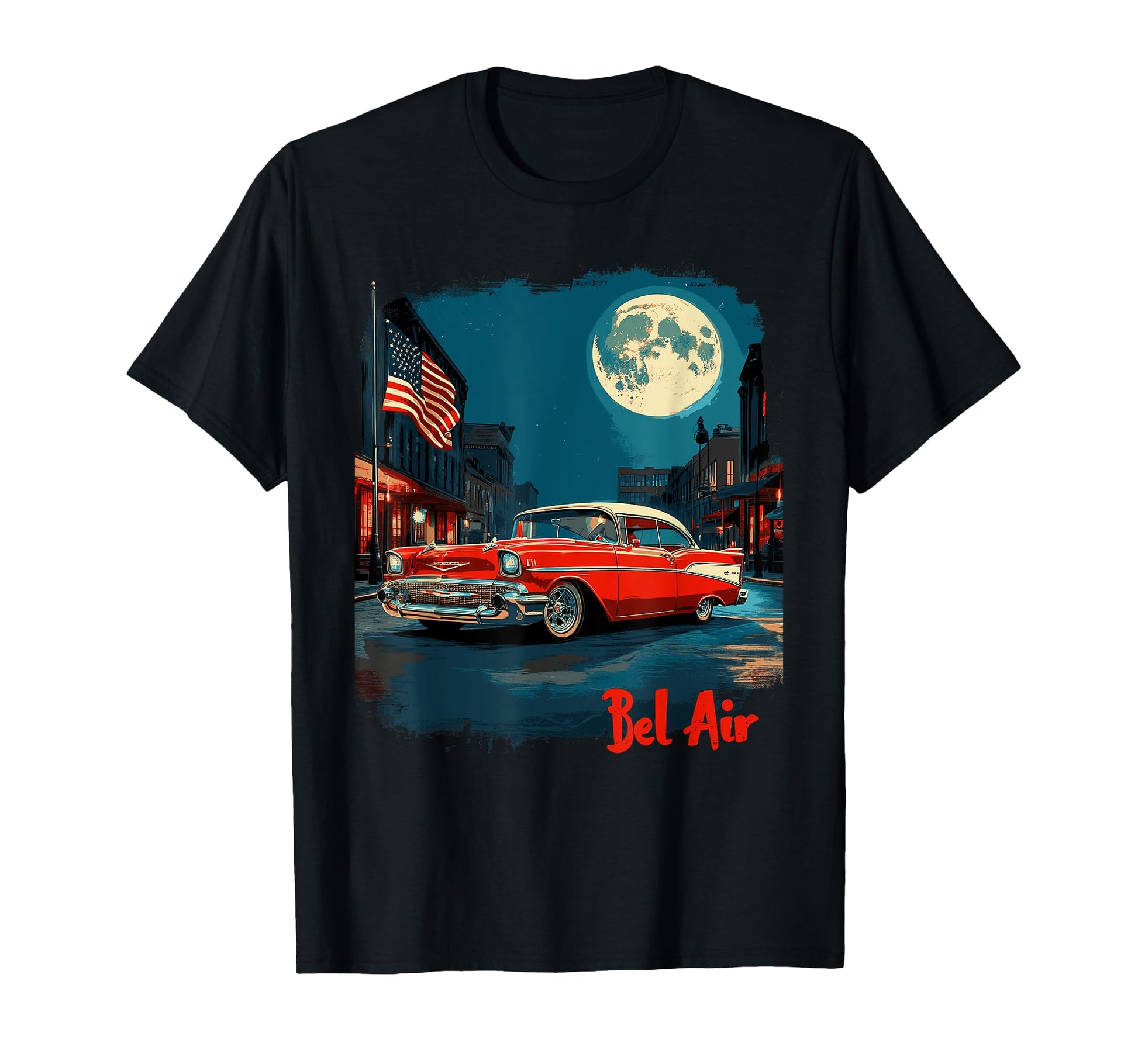 1957 Bel Air Car Old School Hot Rod T-Shirt - Aesthetic Graphic for Adults - T-Shirt, Sweatshirt, Hoodie