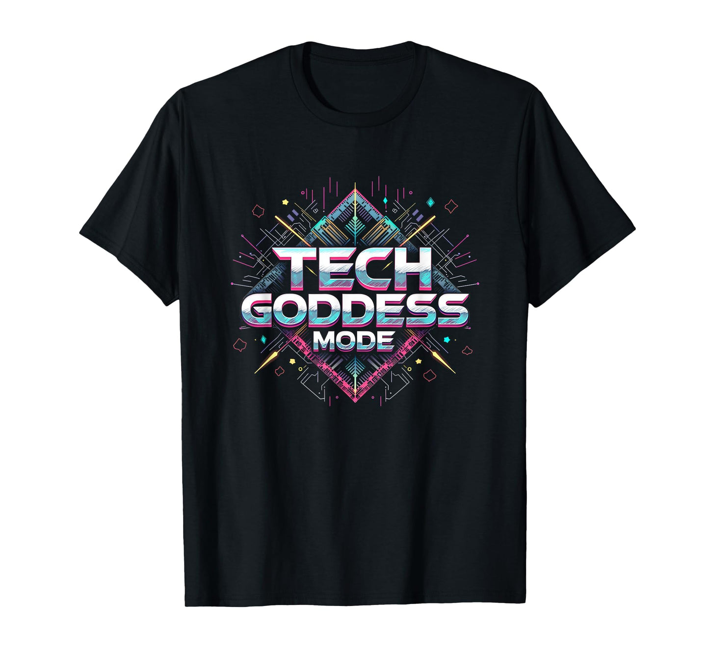 Tech Goddess Mode Y2K Cyber Aesthetic T-Shirt - Novelty Apparel for Adults - T-Shirt, Sweatshirt, Hoodie