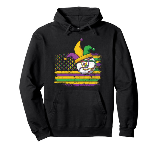 American Flag Baseball Ball Beads Hoodie - Aesthetic Graphic for Adults - T-Shirt, Sweatshirt, Hoodie