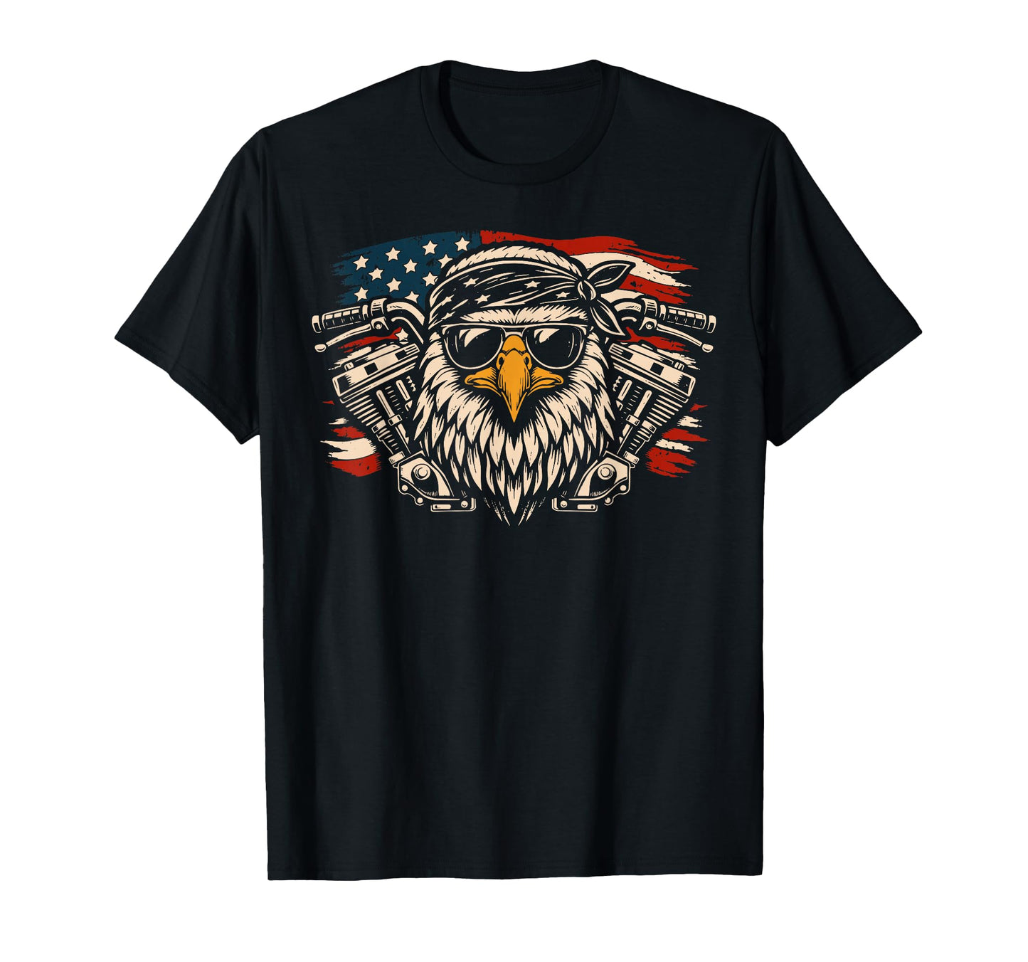 Patriotic Biker Eagle Us Flag T-Shirt - Casual Everyday Wear Men Women - T-Shirt, Sweatshirt, Hoodie