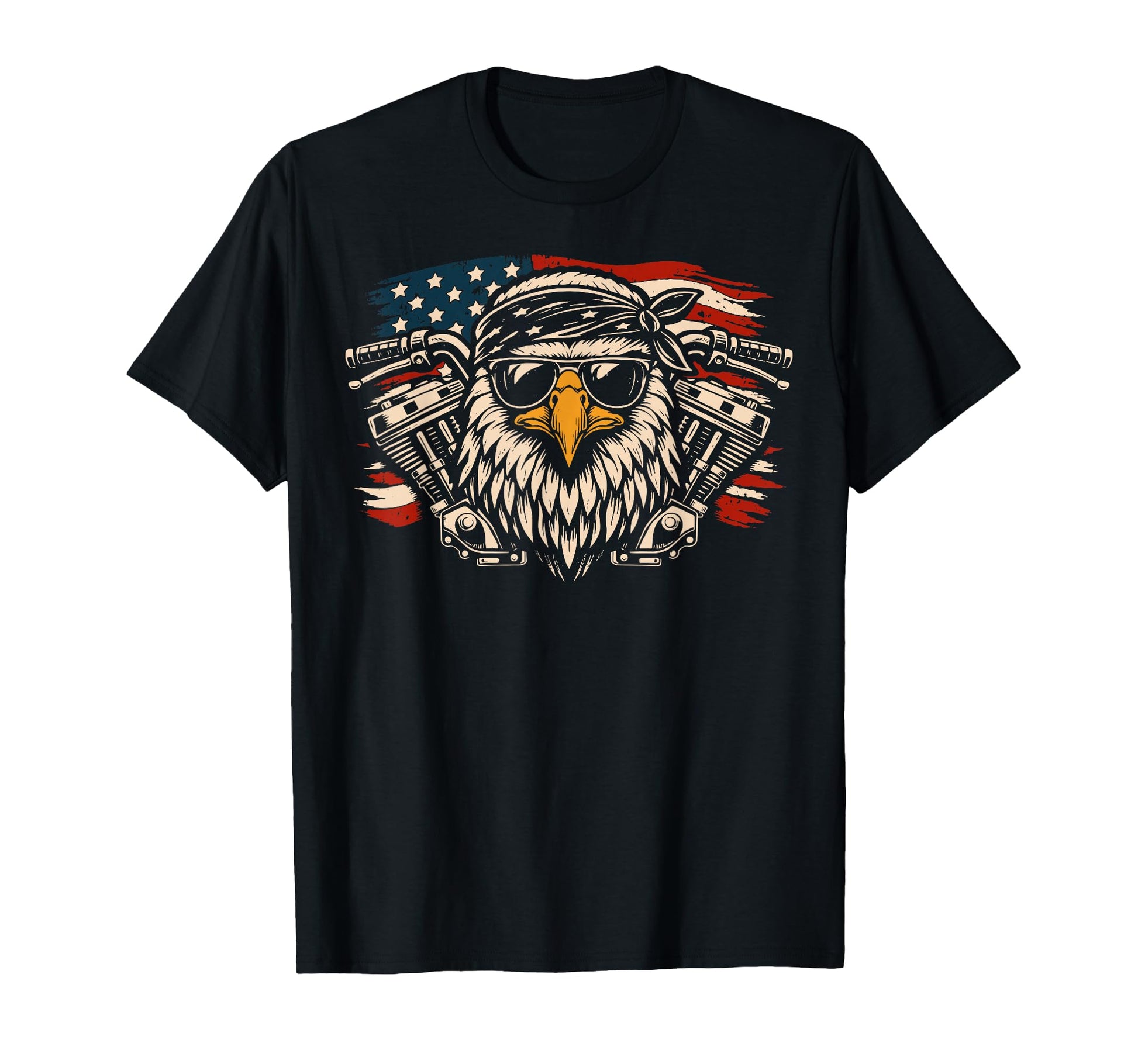 Patriotic Biker Eagle Us Flag T-Shirt - Casual Everyday Wear Men Women - T-Shirt, Sweatshirt, Hoodie