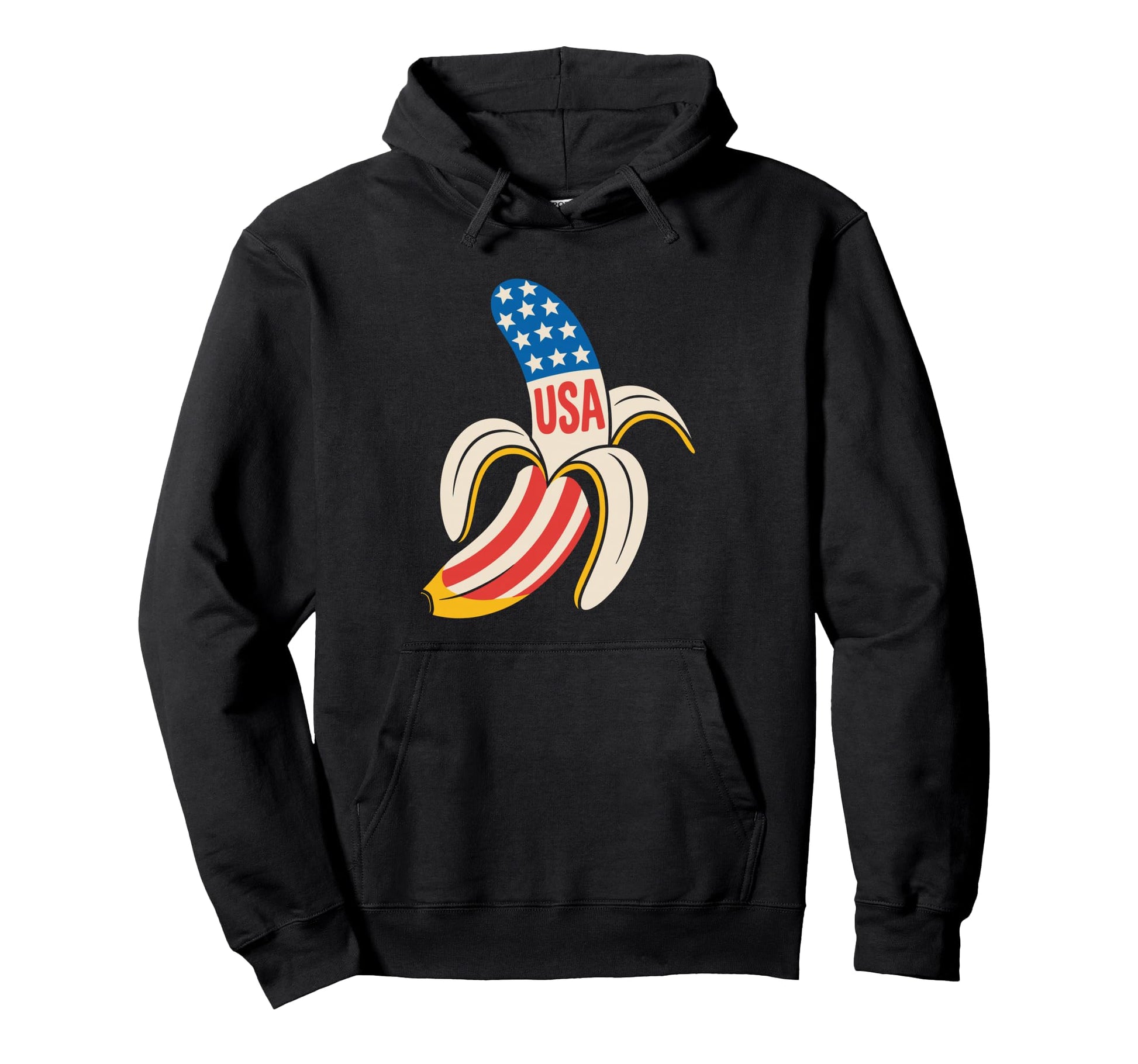 Funny Banana Baseball Usa Flag Cartoon Hoodie - Trendy Graphic Men Women - T-Shirt, Sweatshirt, Hoodie