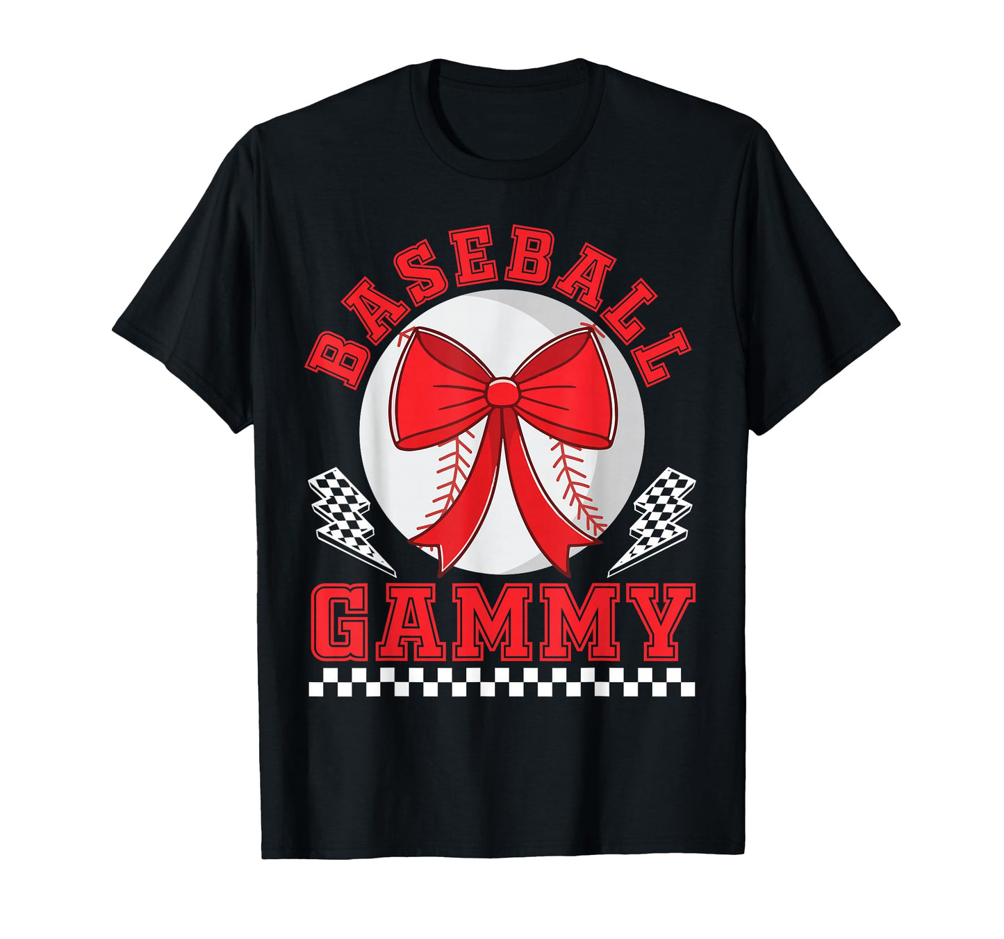 Baseball Gammy Bow Checkered Player Support T-Shirt - Graphic Print Unisex - T-Shirt, Sweatshirt, Hoodie