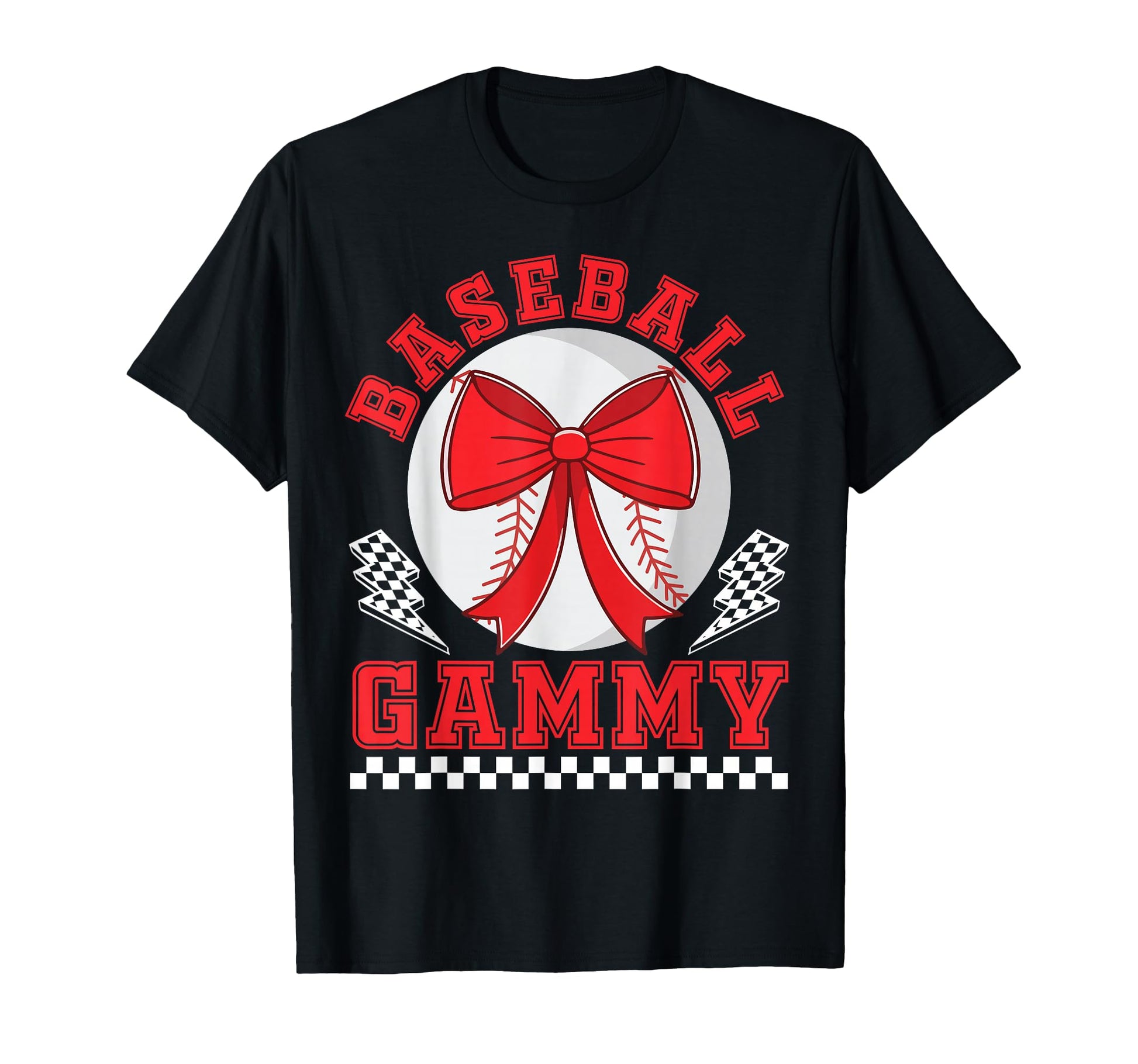 Baseball Gammy Bow Checkered Player Support T-Shirt - Graphic Print Unisex - T-Shirt, Sweatshirt, Hoodie