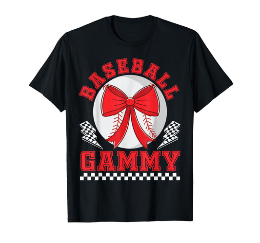 Baseball Gammy Bow Checkered Player Support T-Shirt - Graphic Print Unisex - T-Shirt, Sweatshirt, Hoodie