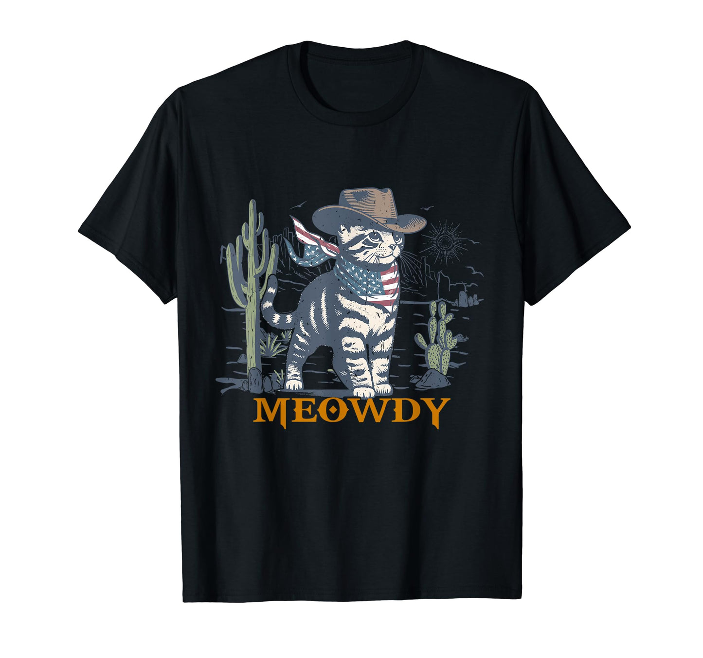 Meowdy Funny Country Side Cat Hat T-Shirt - Casual Everyday Wear Unisex - T-Shirt, Sweatshirt, Hoodie
