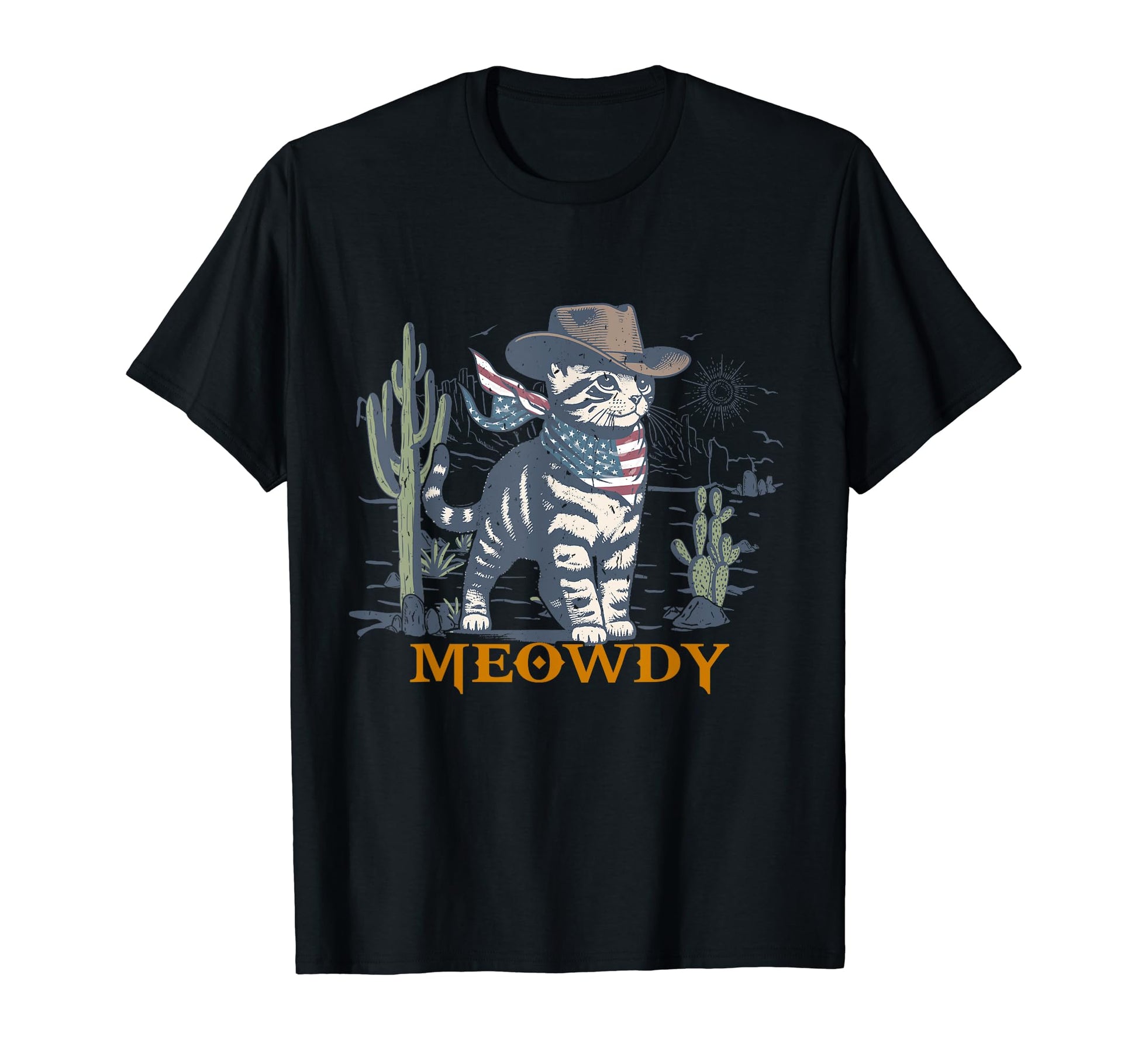 Meowdy Funny Country Side Cat Hat T-Shirt - Casual Everyday Wear Unisex - T-Shirt, Sweatshirt, Hoodie