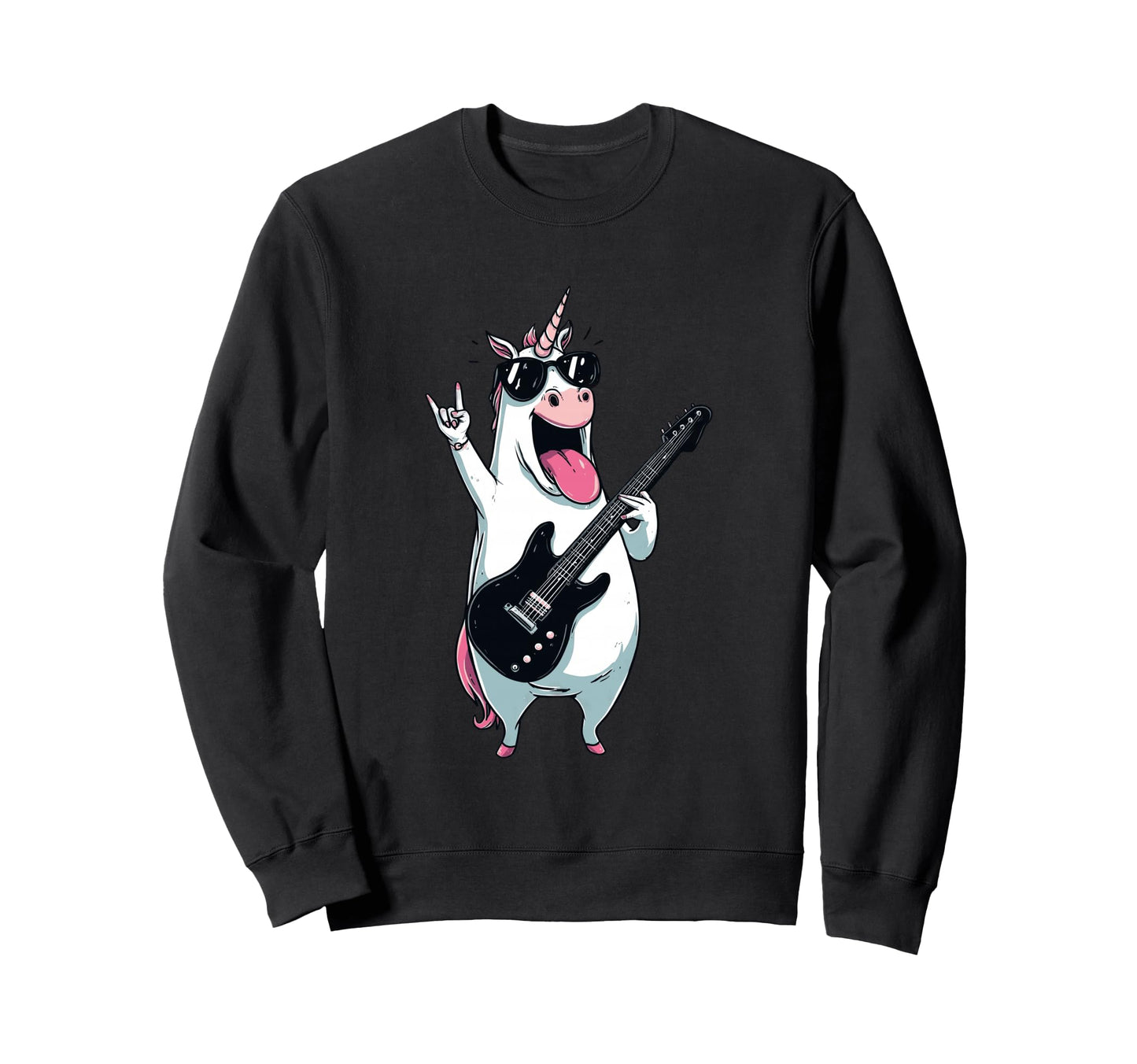 Rock Unicorn Guitarist Electric Sweatshirt - Minimalist Print for Adults - T-Shirt, Sweatshirt, Hoodie