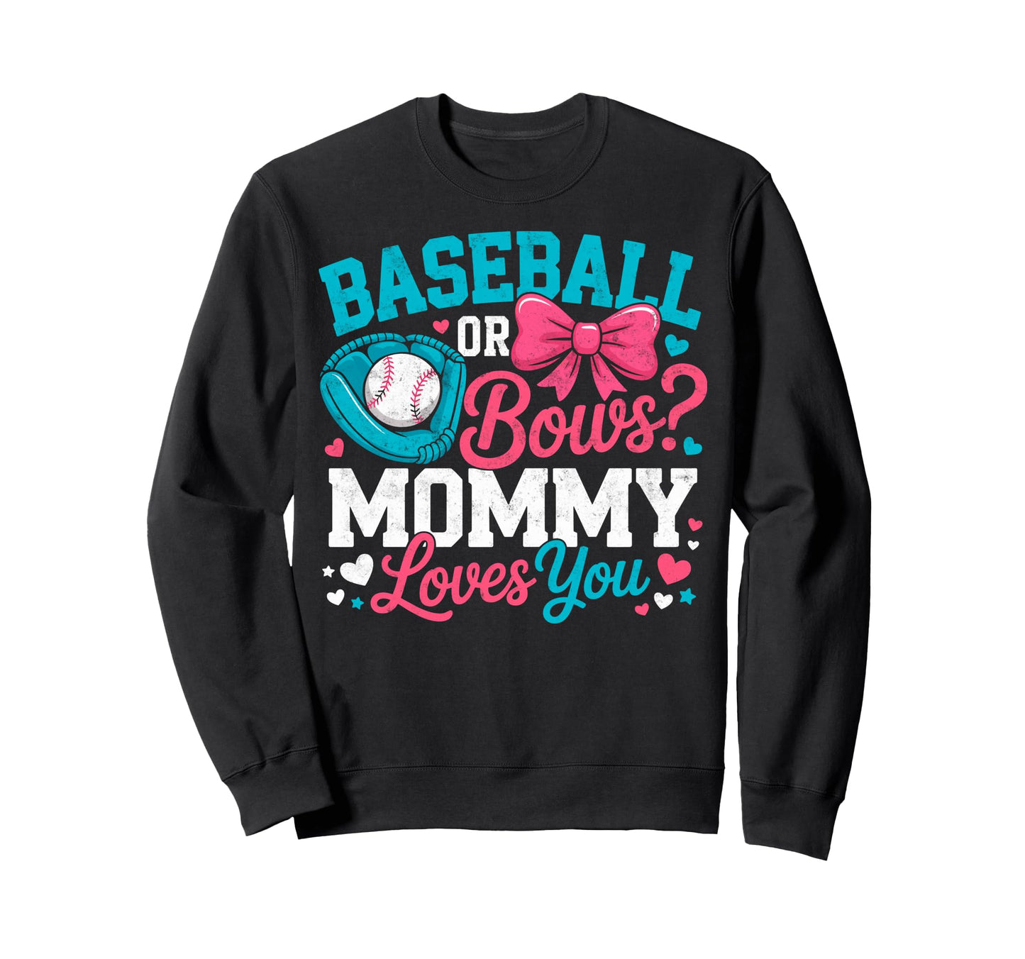 Gender Reveal Party Baseball Bows Sweatshirt - Custom Art Print Unisex - T-Shirt, Sweatshirt, Hoodie