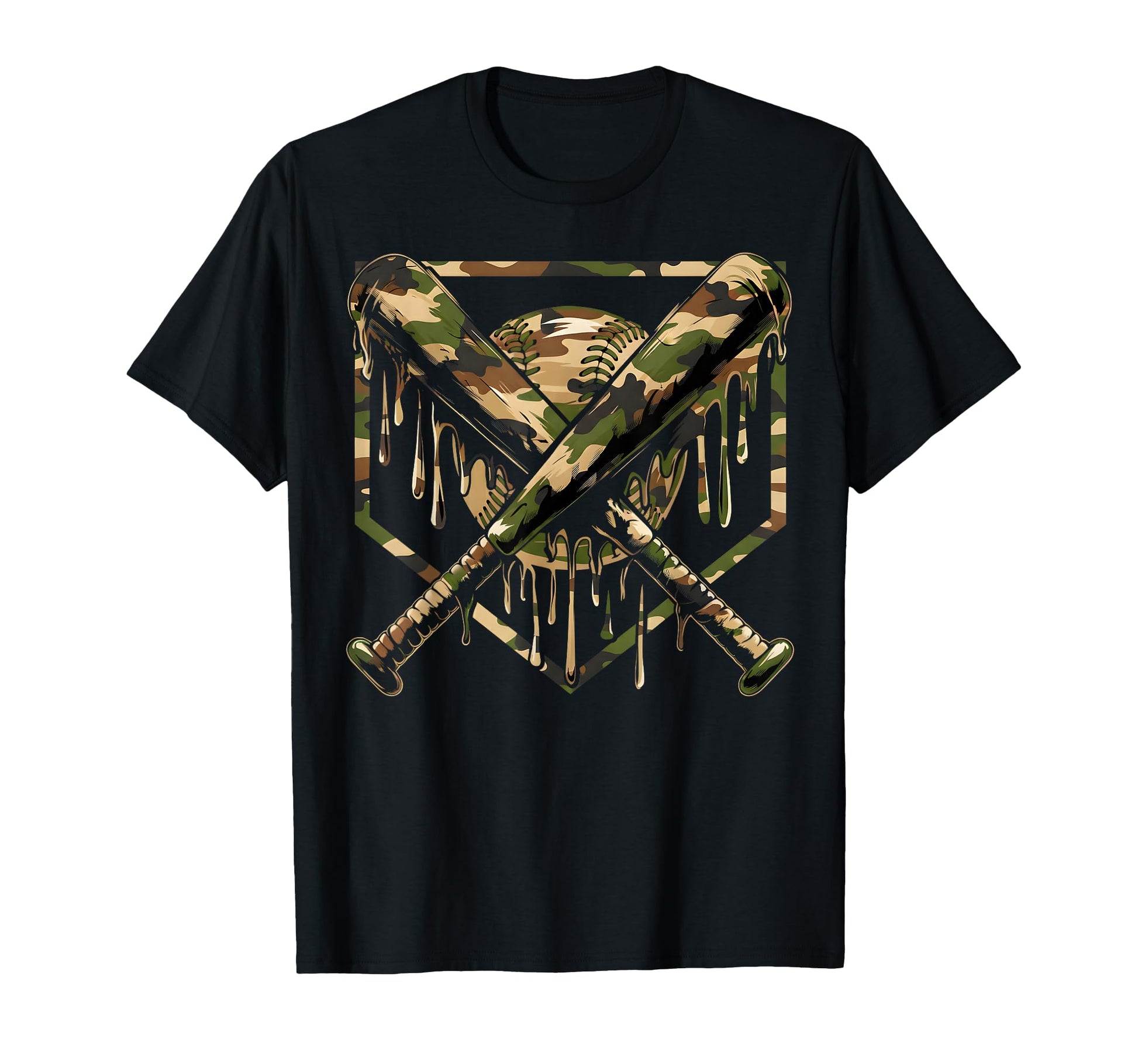 Baseball Drip Ice Cream Camo T-Shirt - Casual Everyday Wear for Adults - T-Shirt, Sweatshirt, Hoodie