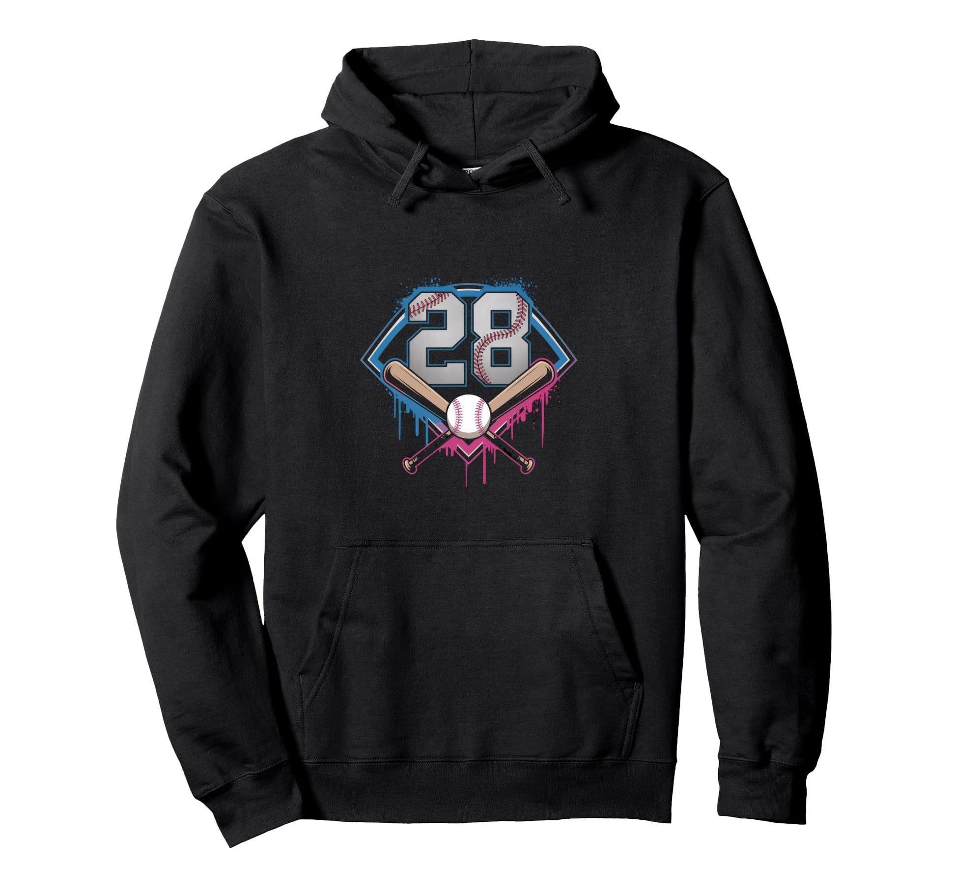 Baseball Home Ice Cream 28Th Birthday Hoodie - Trendy Graphic Unisex - T-Shirt, Sweatshirt, Hoodie