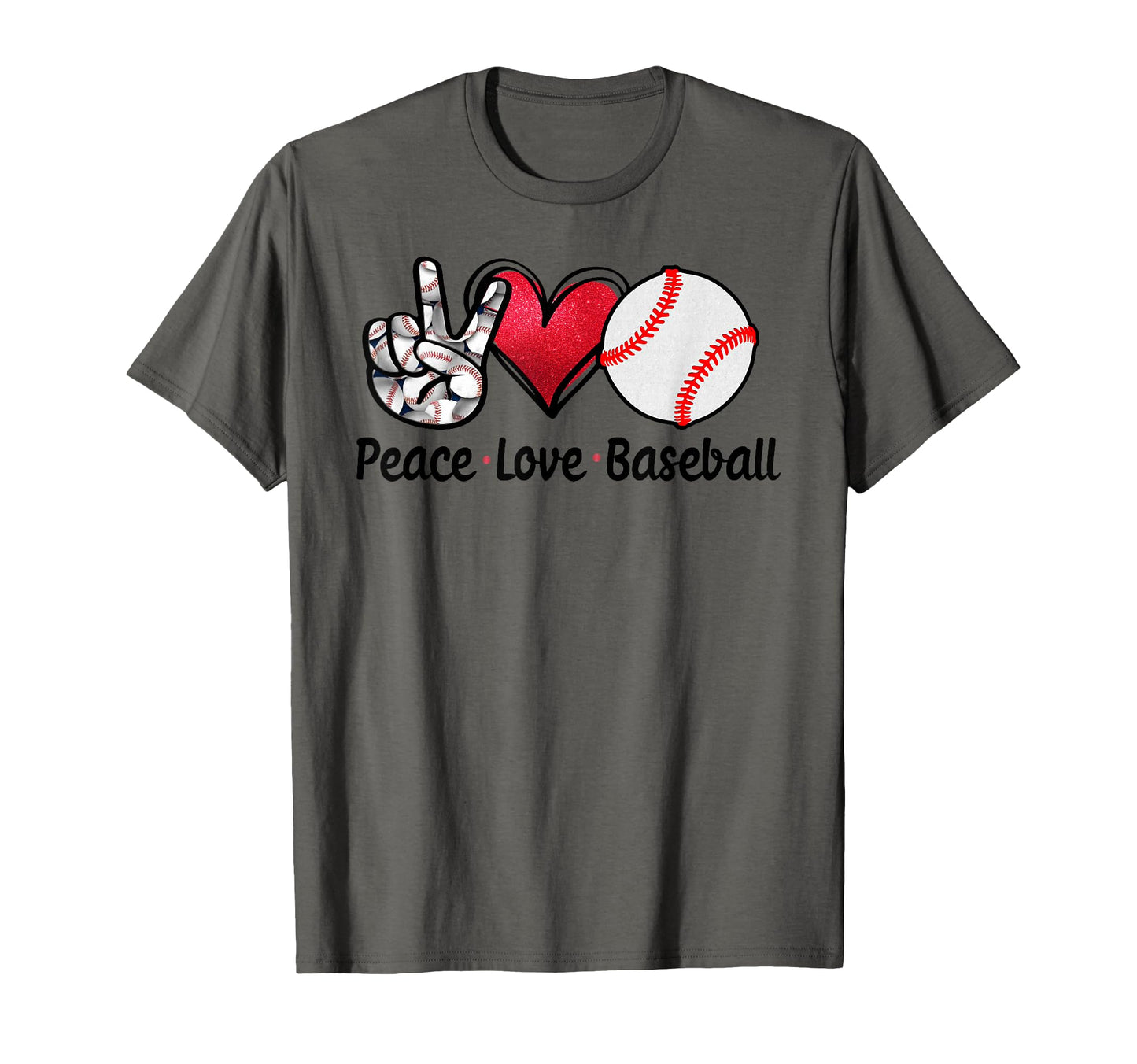 Peace Love Baseball T-Shirt - Custom Art Print for Adults - T-Shirt, Sweatshirt, Hoodie