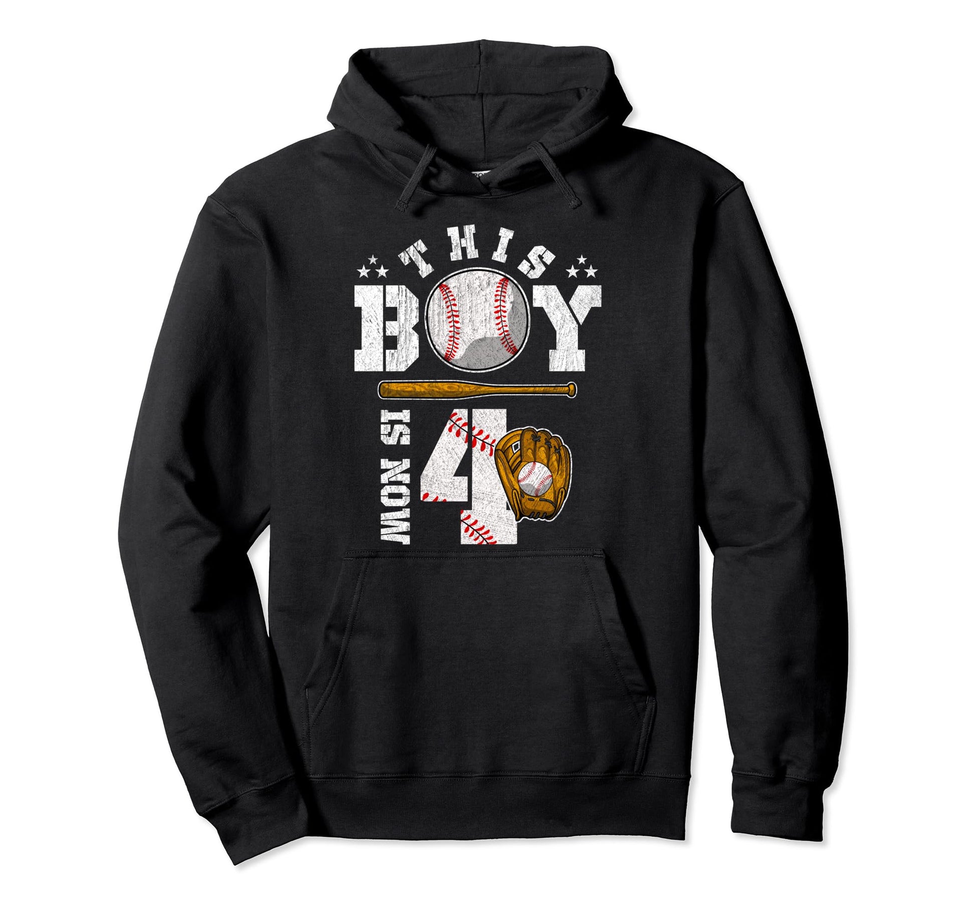 This Is Now 4Th Birthday Baseball Sport Hoodie - Trendy Graphic for Adults - T-Shirt, Sweatshirt, Hoodie