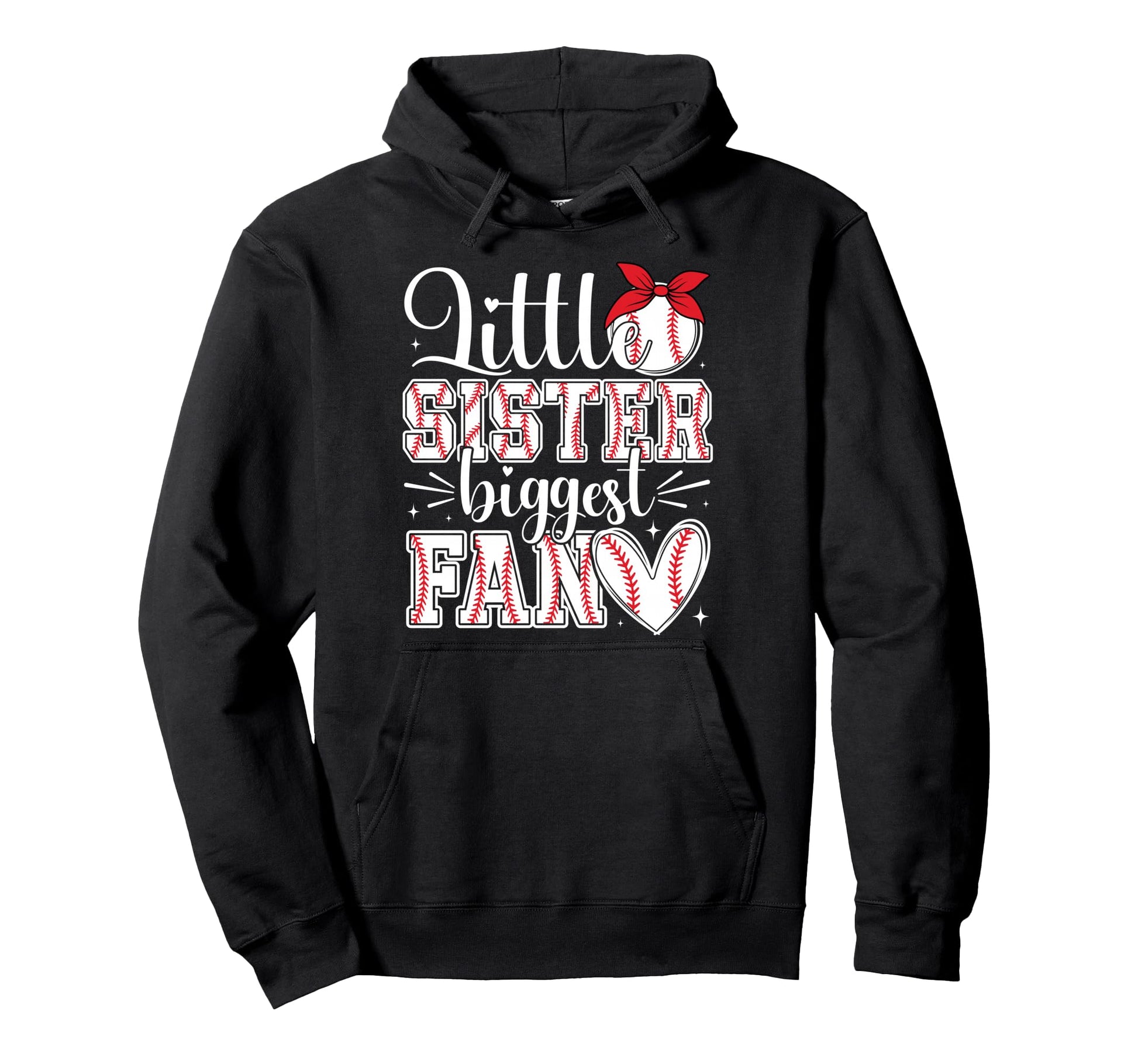 Little Sister Biggest Fan Baseball Lil Hoodie - Novelty Apparel for Adults - T-Shirt, Sweatshirt, Hoodie
