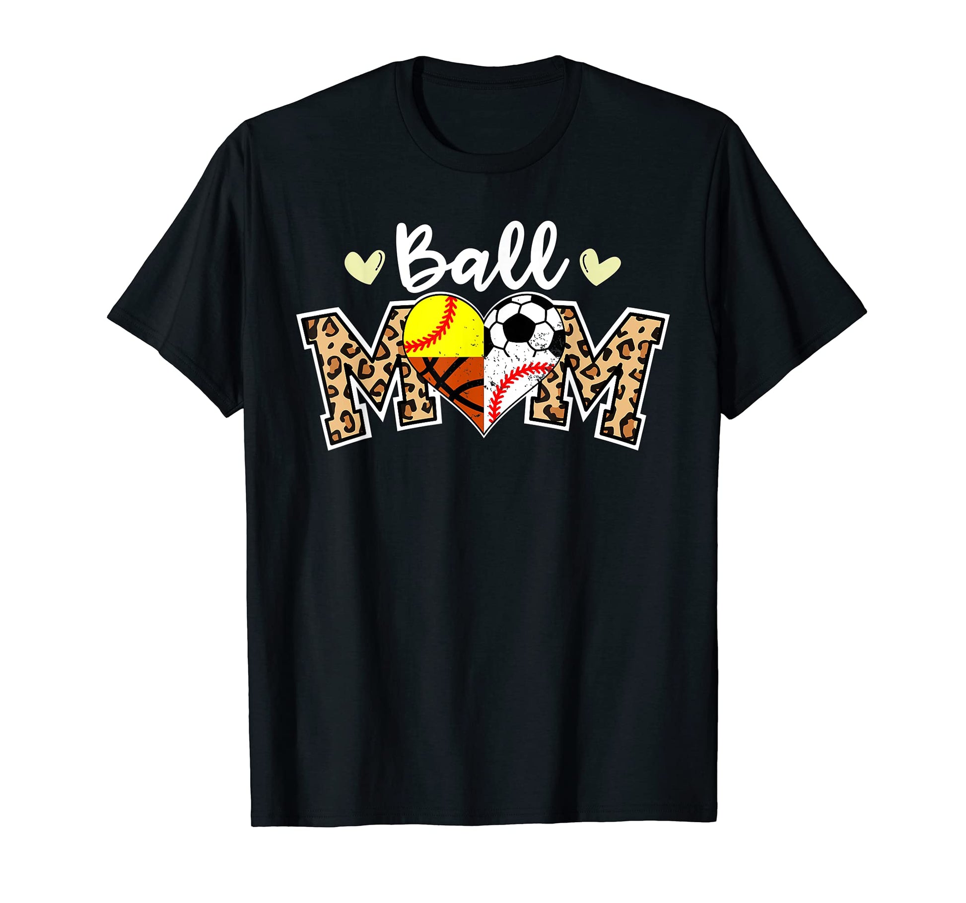 Ball Mom Leopard Soccer Baseball Softball T-Shirt - Novelty Apparel Unisex - T-Shirt, Sweatshirt, Hoodie