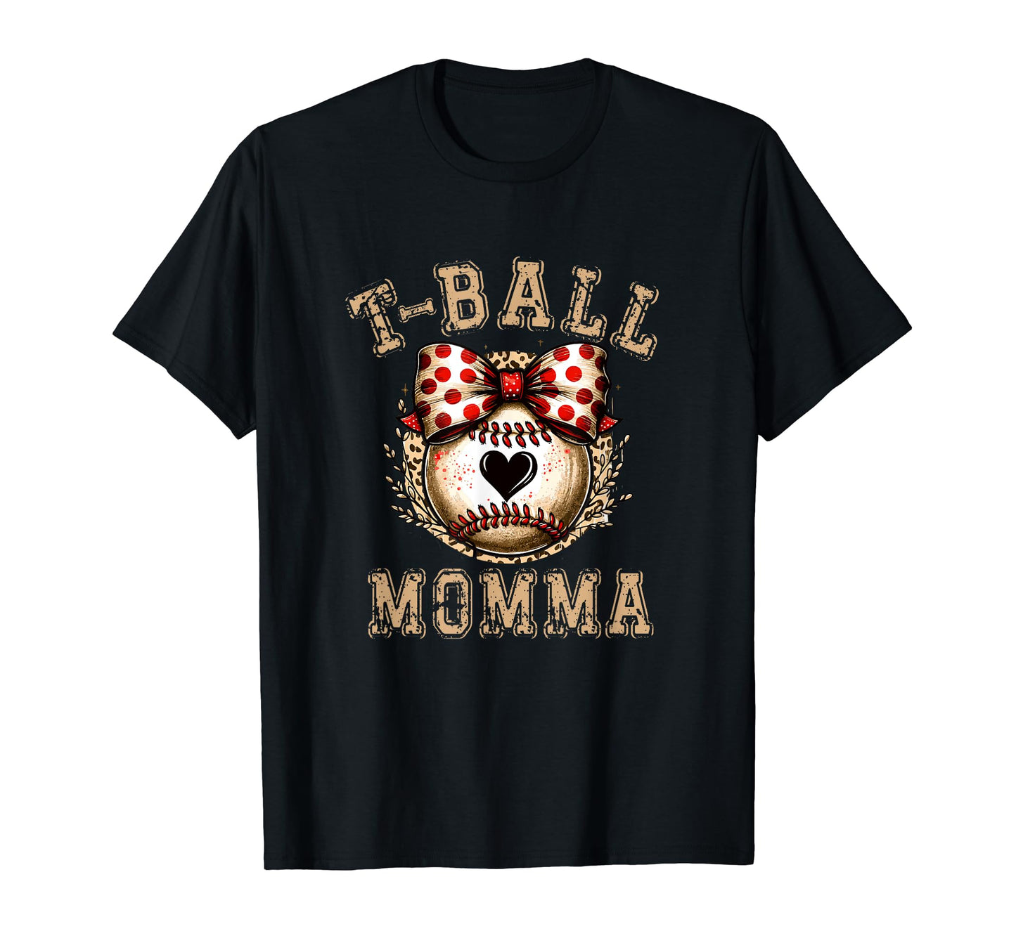 T Ball Momma Ball Bow Baseball Teen T-Shirt - Custom Art Print Unisex - T-Shirt, Sweatshirt, Hoodie