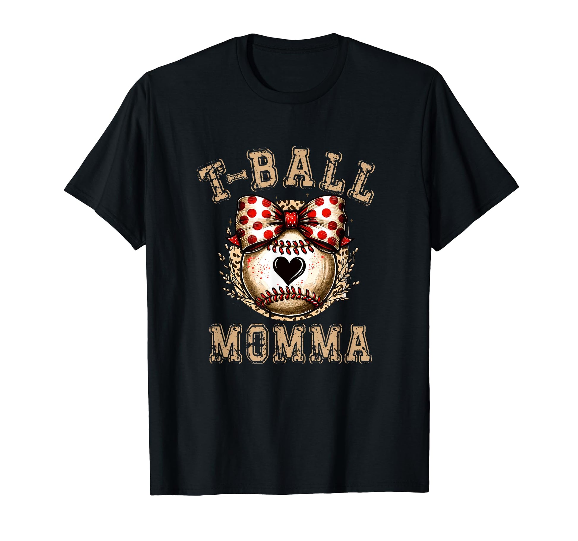T Ball Momma Ball Bow Baseball Teen T-Shirt - Custom Art Print Unisex - T-Shirt, Sweatshirt, Hoodie