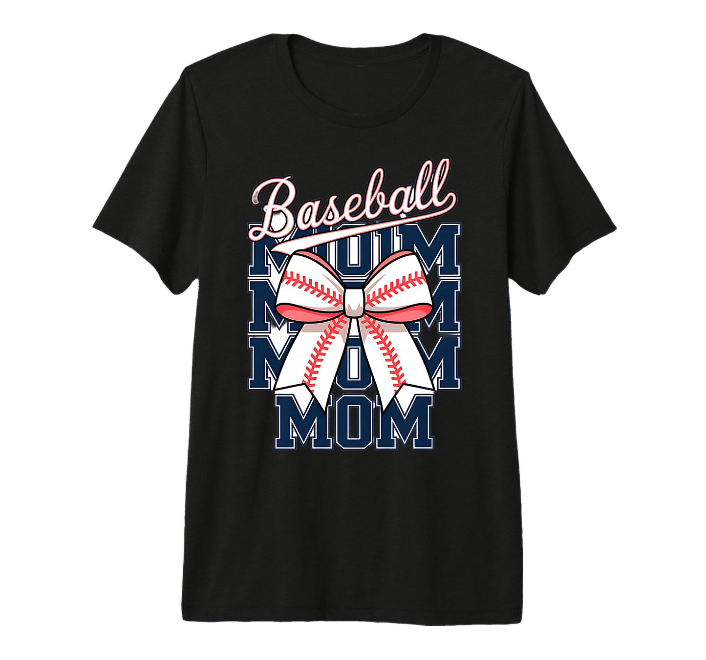 Baseball Mom Coquette Bow Tri Blend T-Shirt - Novelty Apparel for Adults - T-Shirt, Sweatshirt, Hoodie