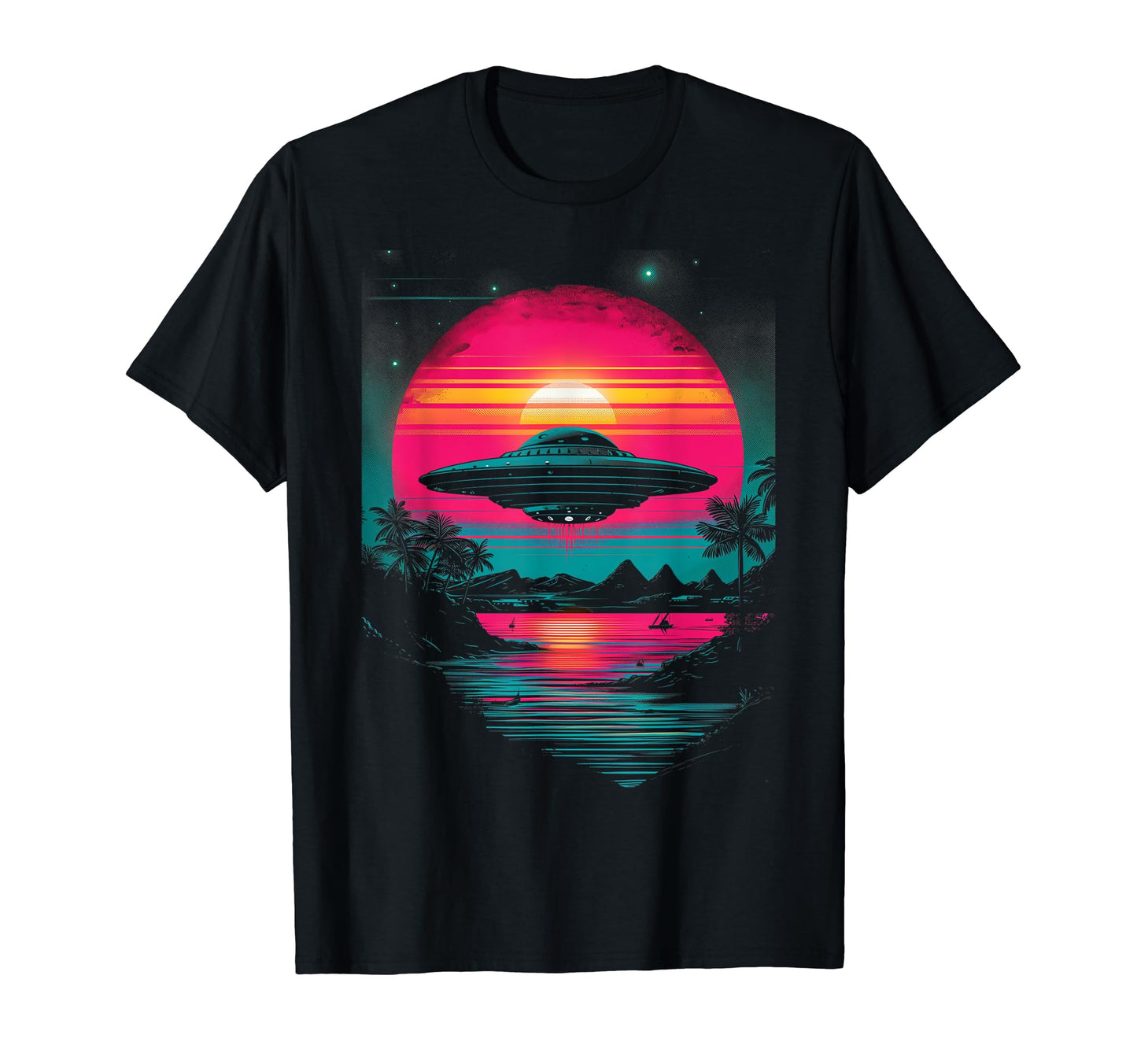 Ufo Vaporwave Aesthetic 80S Synthwave T-Shirt - Trendy Graphic Unisex - T-Shirt, Sweatshirt, Hoodie