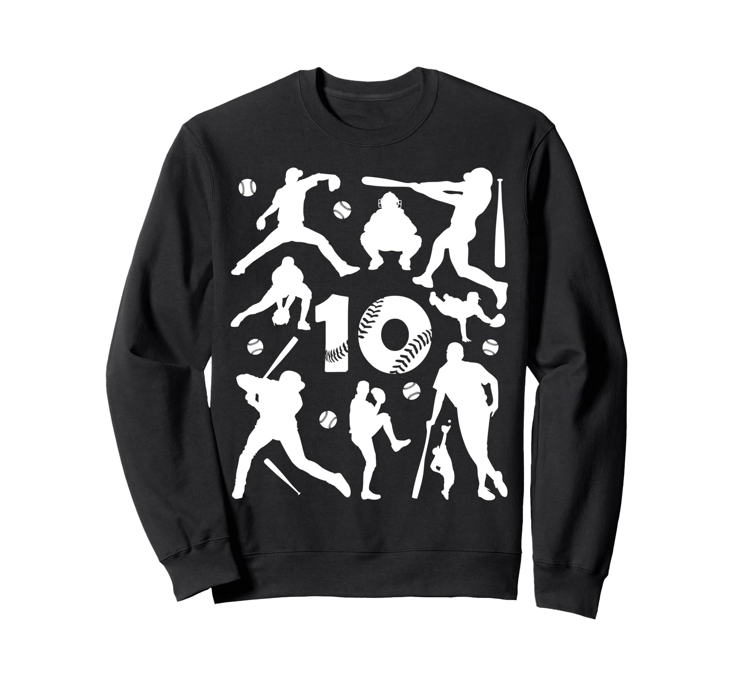 Number 10 Years Baseball 10Th Birthday Sweatshirt - Unique Graphic Unisex - T-Shirt, Sweatshirt, Hoodie