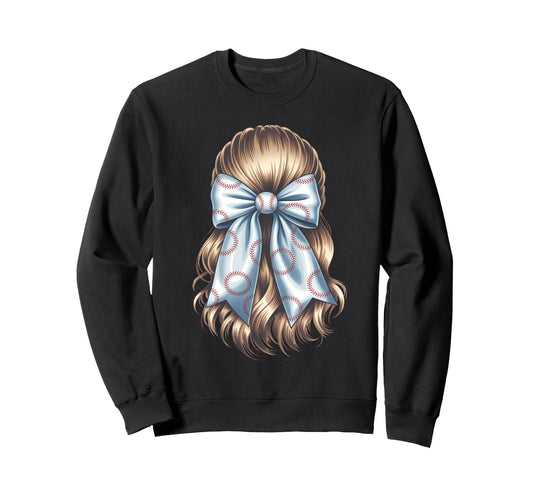 Baseball Coquette Bow Baseball Sweatshirt - Novelty Apparel for Adults - T-Shirt, Sweatshirt, Hoodie