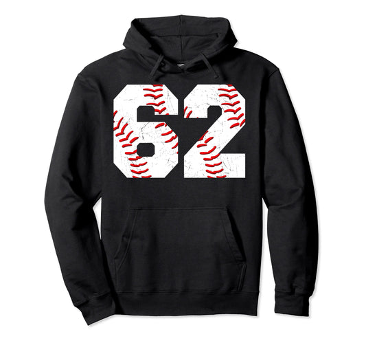 62 Birthday Baseball Theme Bday Party Hoodie - Fun Novelty Design Unisex - T-Shirt, Sweatshirt, Hoodie