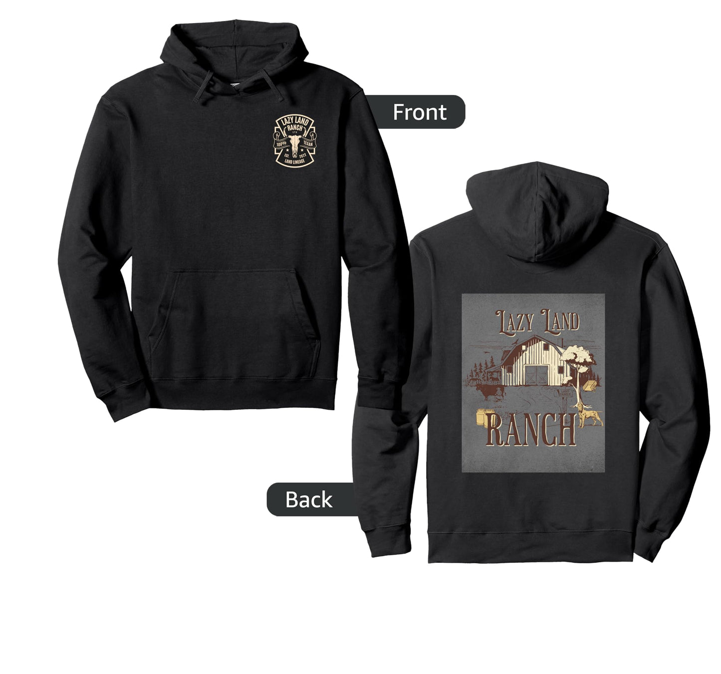 Lazy Land Ranch Logo Skull Hoodie - Custom Art Print Unisex - T-Shirt, Sweatshirt, Hoodie