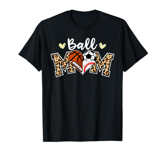 Ball Mom Leopard Soccer Football T-Shirt - Custom Art Print for Adults - T-Shirt, Sweatshirt, Hoodie