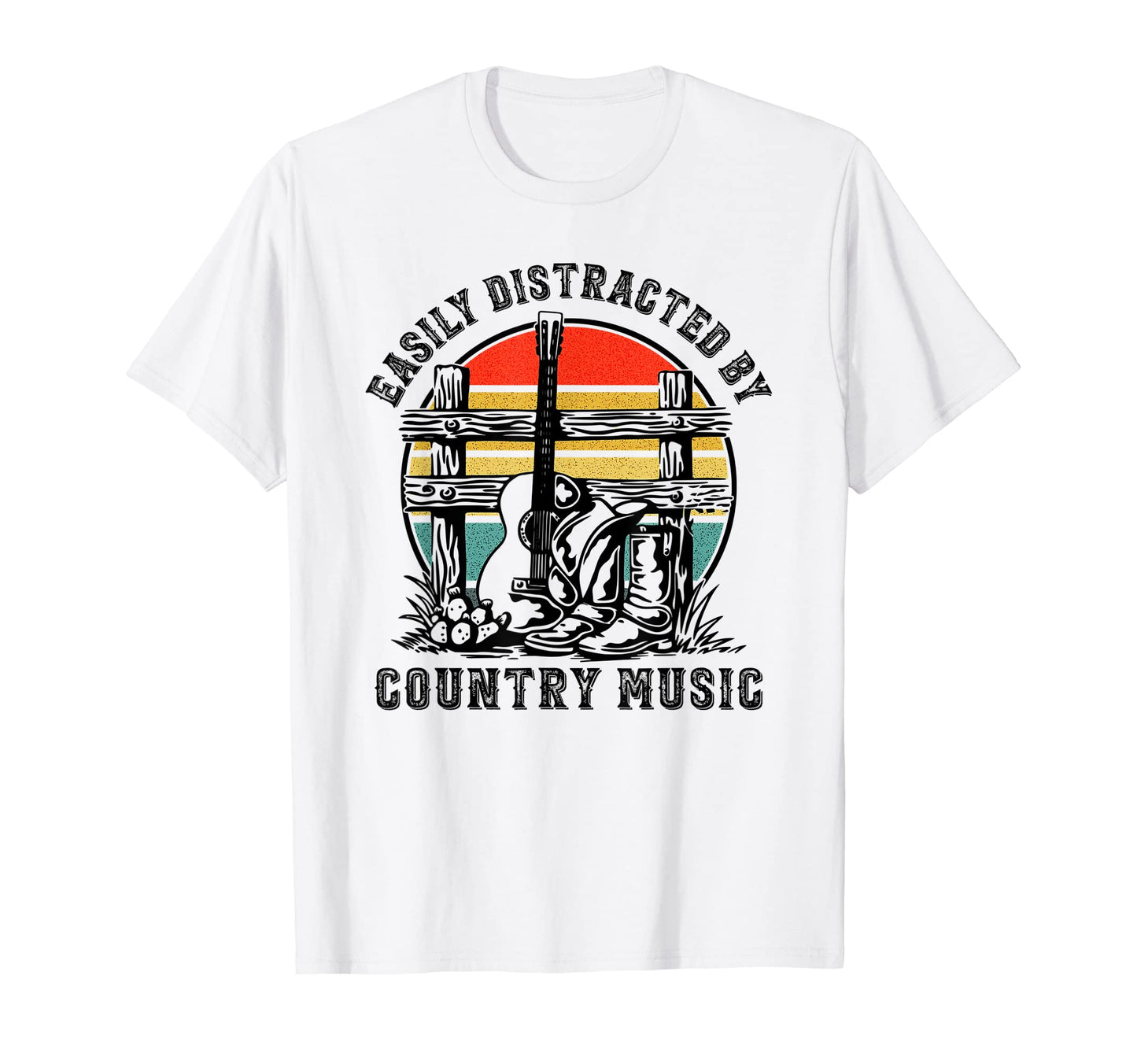 Easily Distracted Country Music Sunset T-Shirt - Minimalist Print Unisex - T-Shirt, Sweatshirt, Hoodie