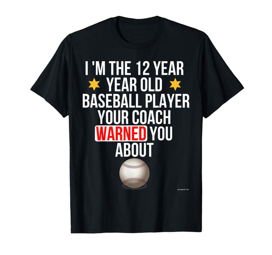 Baseball 12Th Birthday 12 Year Old T-Shirt - Custom Art Print for Adults - T-Shirt, Sweatshirt, Hoodie