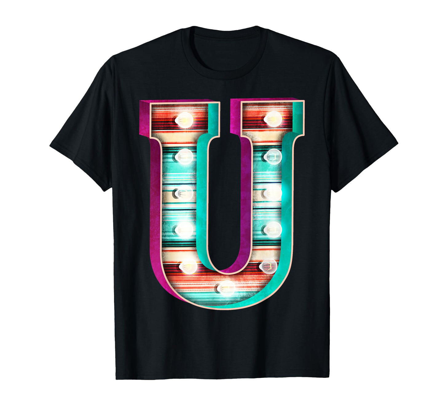 Letter U Marquee Sign Serape Stripe T-Shirt - Casual Everyday Wear Unisex - T-Shirt, Sweatshirt, Hoodie