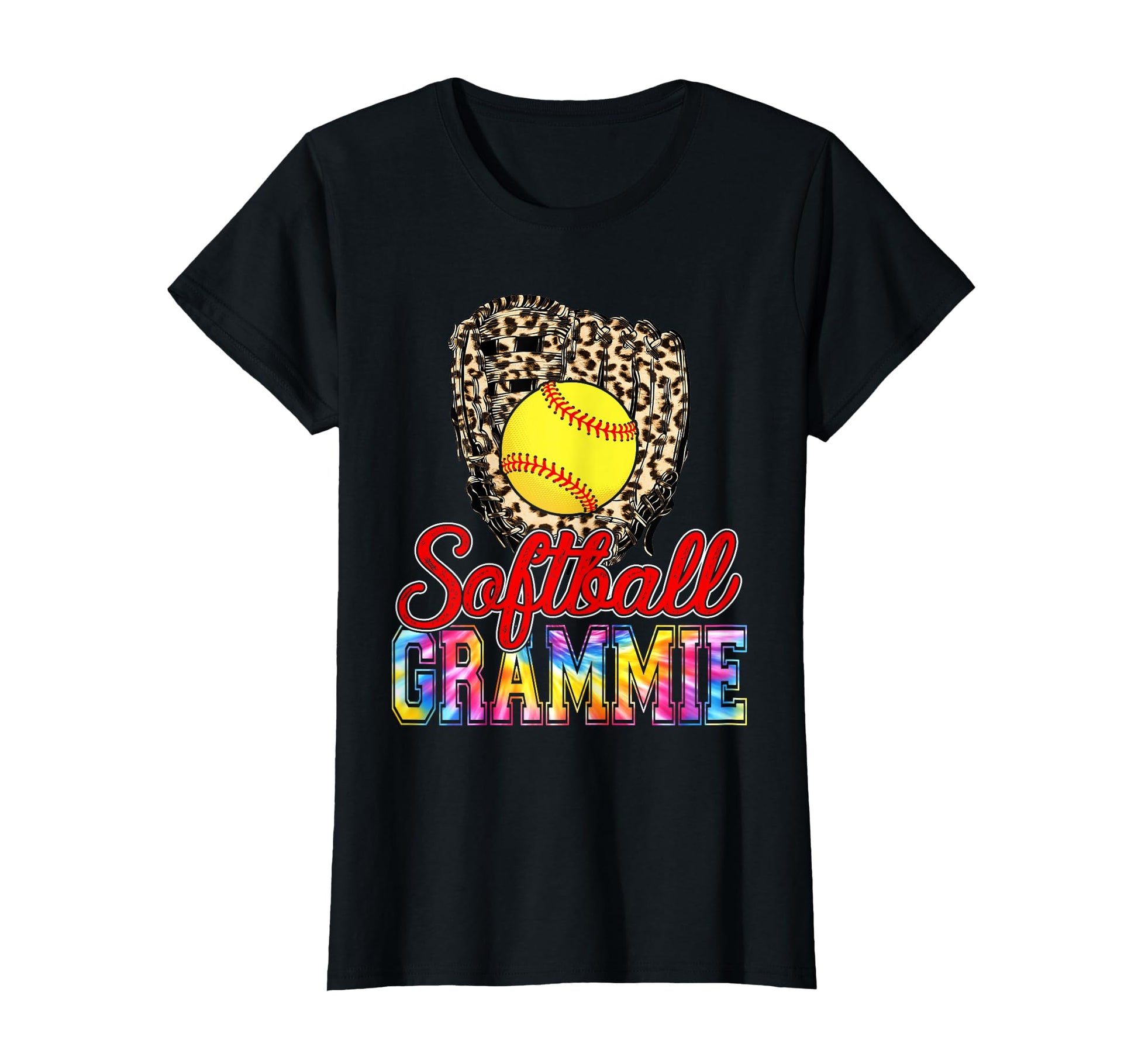 Tie Dye Softball Grammie Leopard T-Shirt - Trendy Graphic Men Women - T-Shirt, Sweatshirt, Hoodie