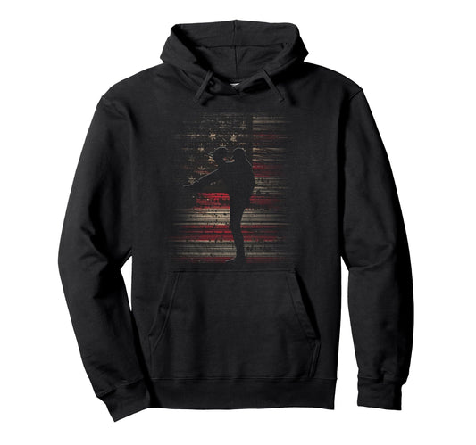American Flag Pitcher Baseball Baseball Hoodie - Graphic Print Men Women - T-Shirt, Sweatshirt, Hoodie