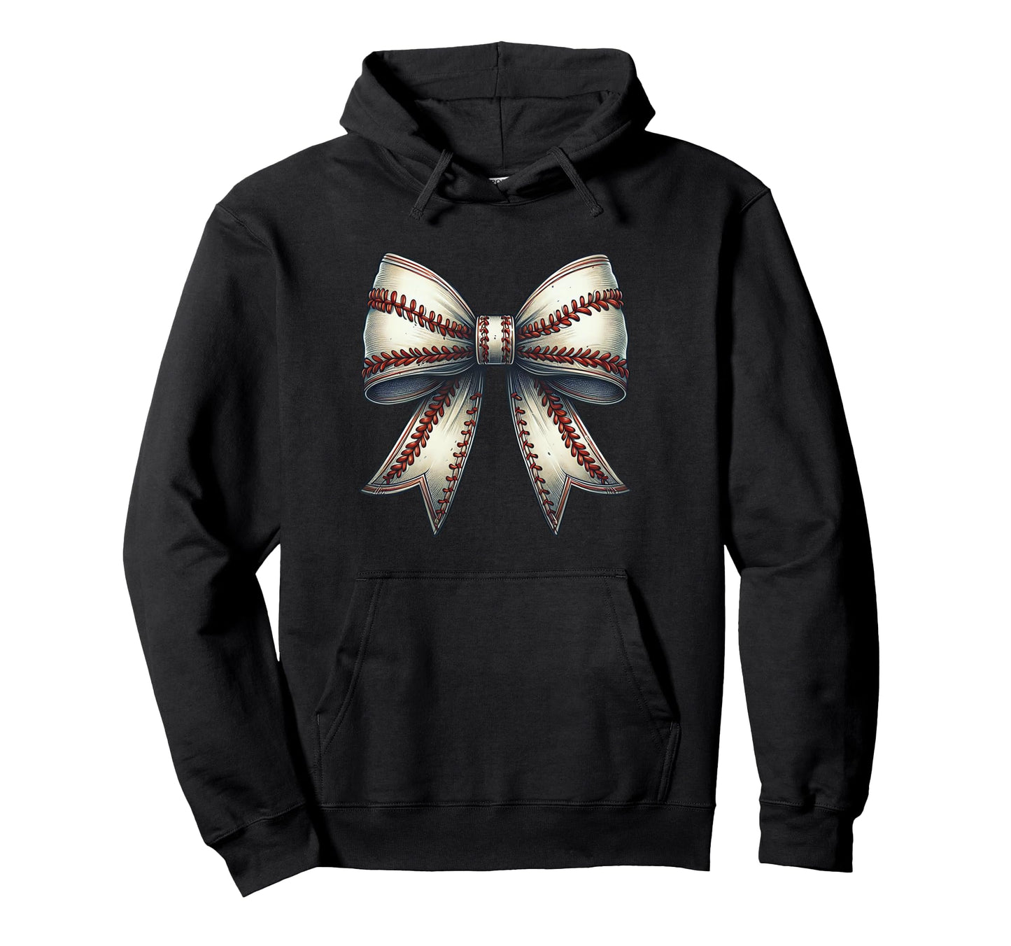 Baseball Coquette Stitch Bow Baseball Hoodie - Minimalist Print Unisex - T-Shirt, Sweatshirt, Hoodie