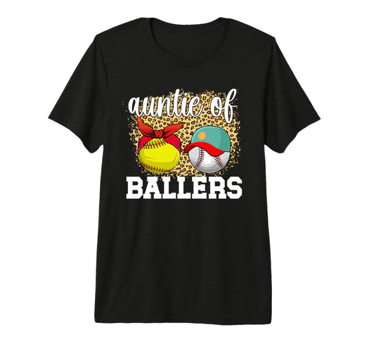 Auntie Ballers Leopard Softball Baseball T-Shirt - Trendy Graphic Unisex - T-Shirt, Sweatshirt, Hoodie