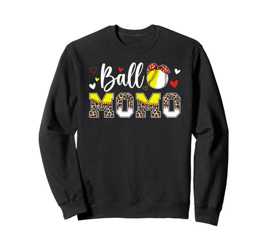 Ball Momo Leopard Softball Sweatshirt - Fun Novelty Design Men Women - T-Shirt, Sweatshirt, Hoodie