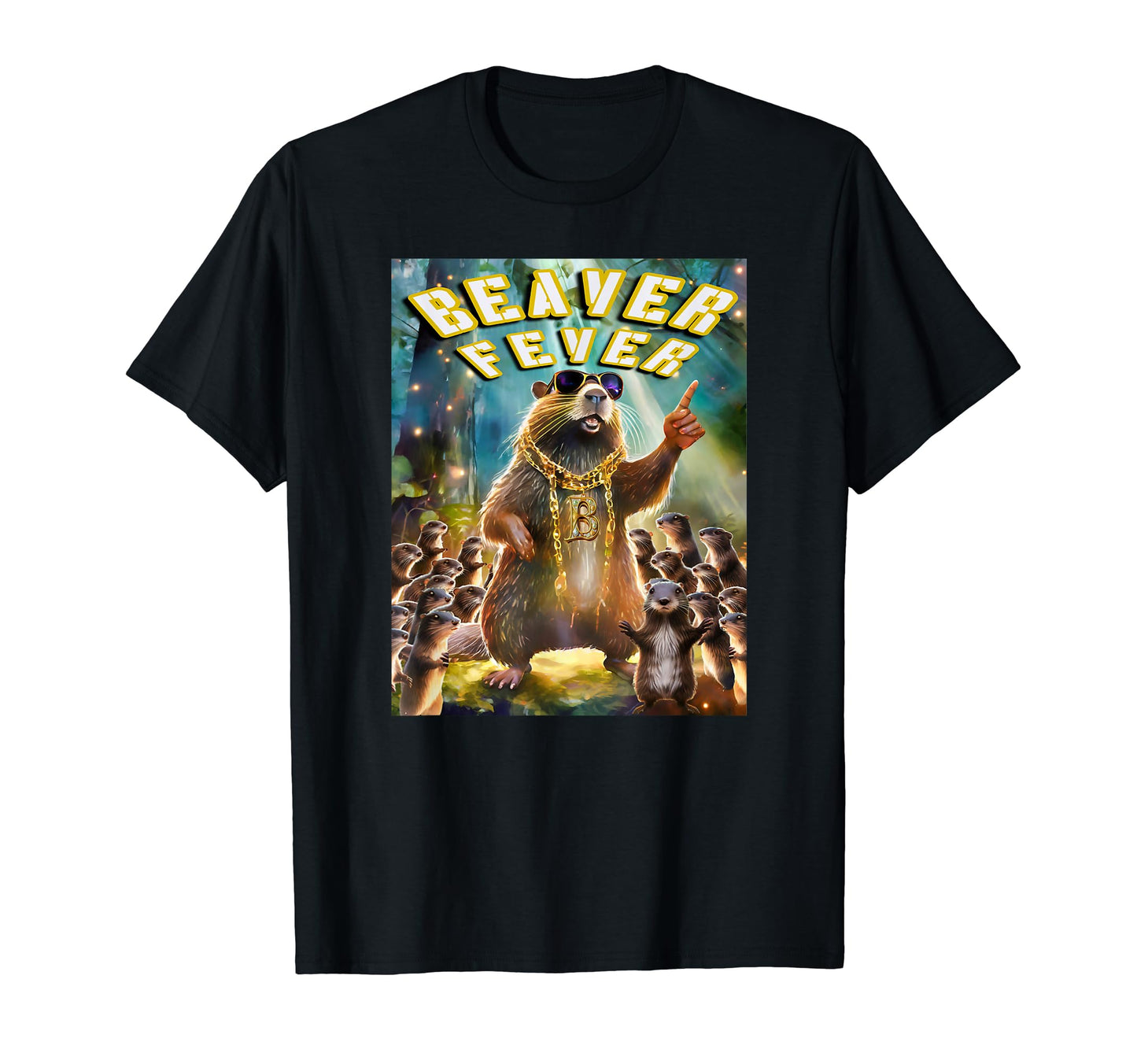 Beaver Disco Fever Small Forest T-Shirt - Custom Art Print Men Women - T-Shirt, Sweatshirt, Hoodie