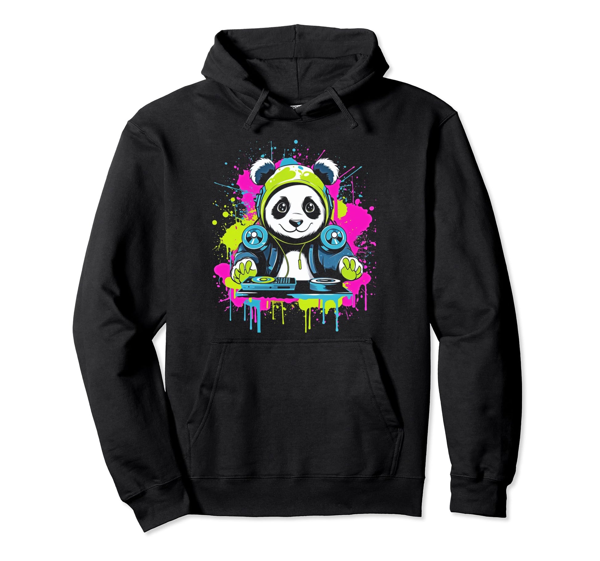 Kawaii Panda Dj Japanese Edm Y2K Hoodie - Novelty Apparel for Adults - T-Shirt, Sweatshirt, Hoodie