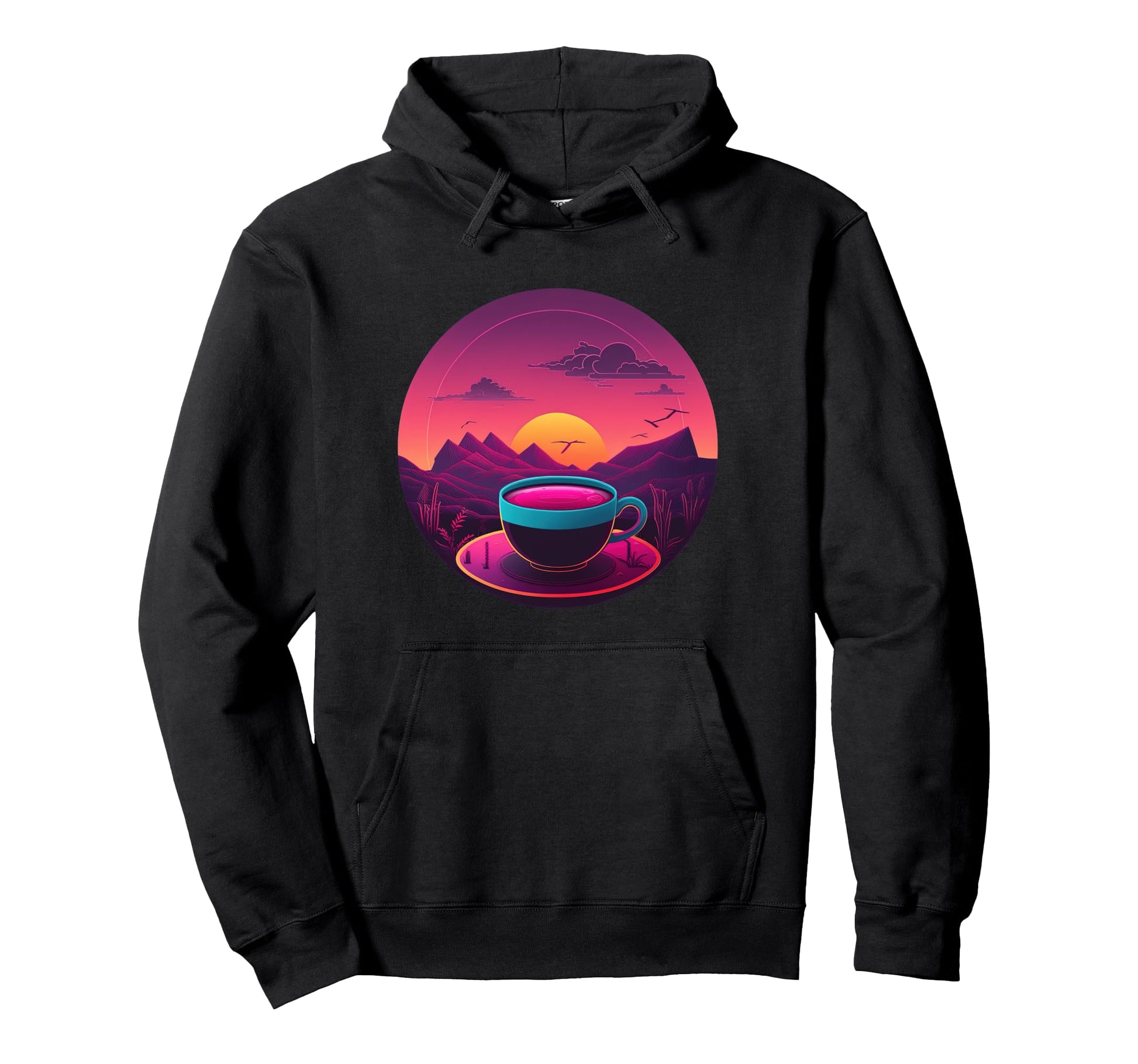 Tea Synthwave 80S Retrowave Aesthetic Hoodie - Custom Art Print Men Women - T-Shirt, Sweatshirt, Hoodie