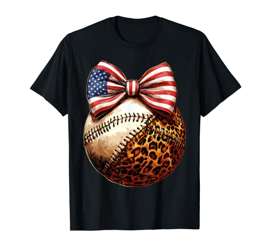 American Baseball Coquette Bow Patriotic T-Shirt - Unique Graphic Unisex - T-Shirt, Sweatshirt, Hoodie