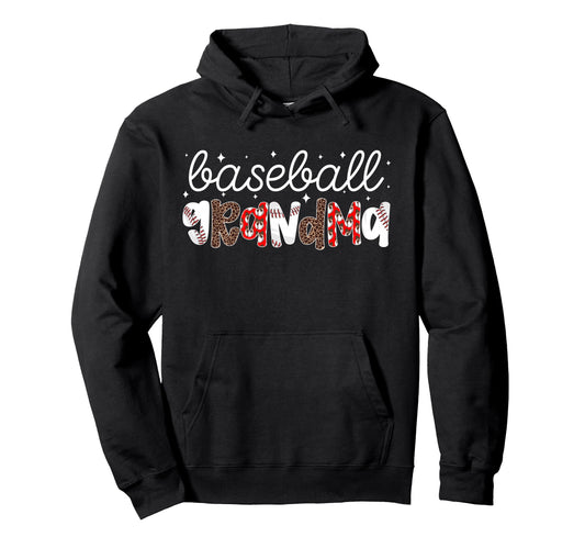 Baseball Grandma Leopard Grandma Hoodie - Fun Novelty Design for Adults - T-Shirt, Sweatshirt, Hoodie