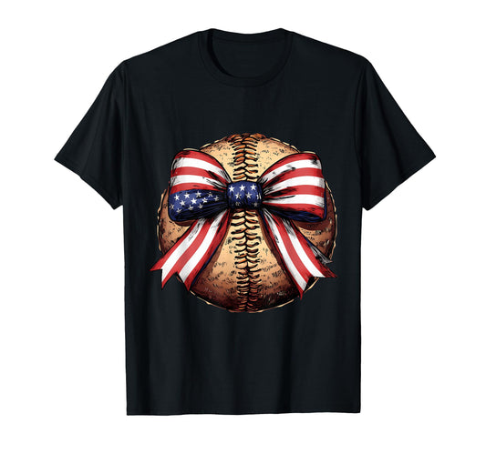 American Baseball Coquette Bow T-Shirt - Graphic Print for Adults - T-Shirt, Sweatshirt, Hoodie
