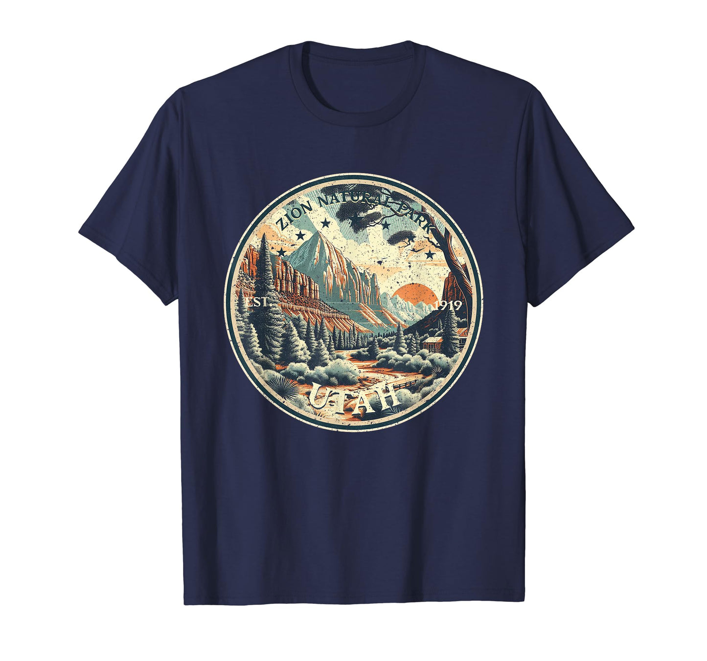 Zion National Park Round T-Shirt - Novelty Apparel Unisex - T-Shirt, Sweatshirt, Hoodie