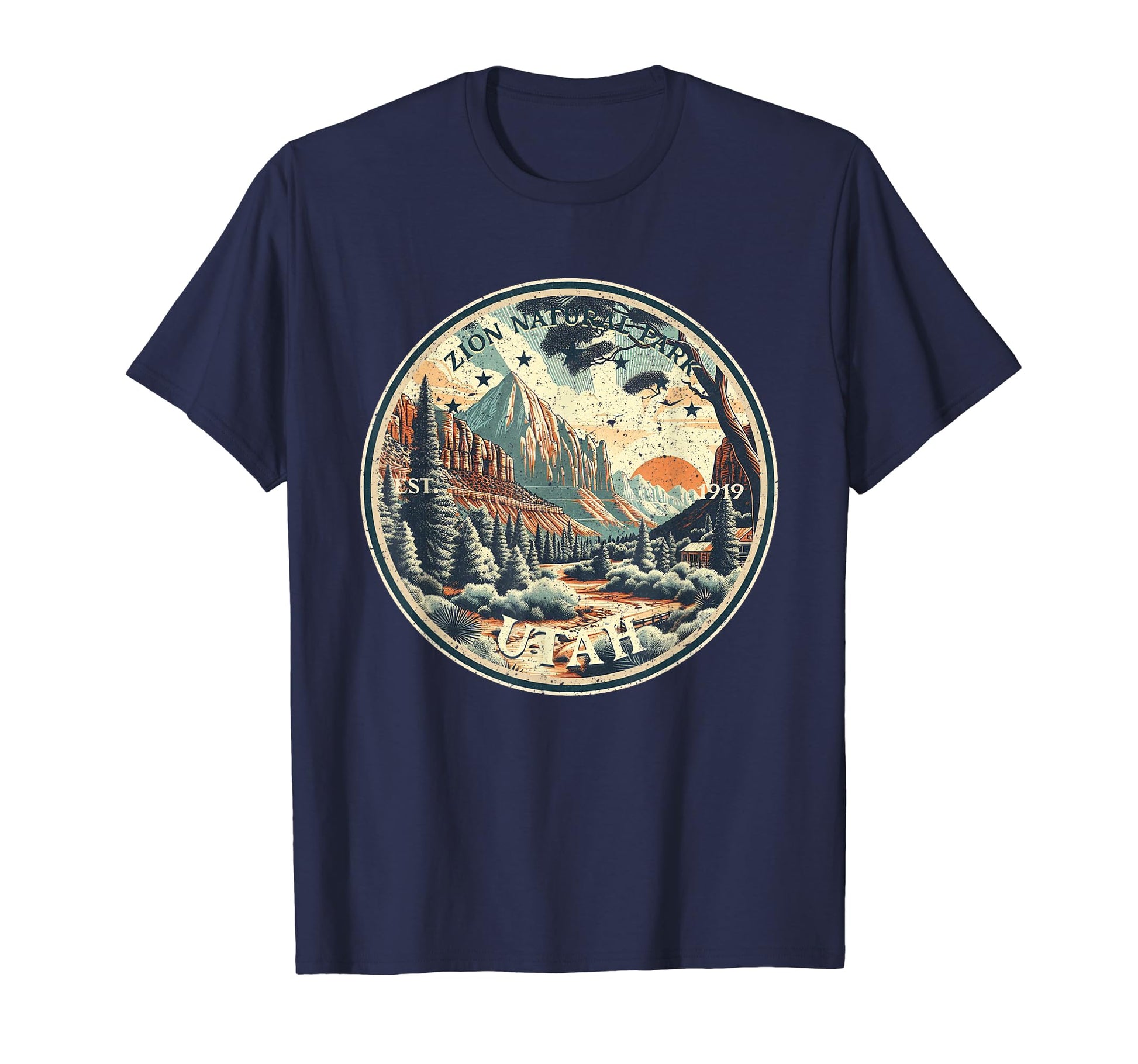 Zion National Park Round T-Shirt - Novelty Apparel Unisex - T-Shirt, Sweatshirt, Hoodie
