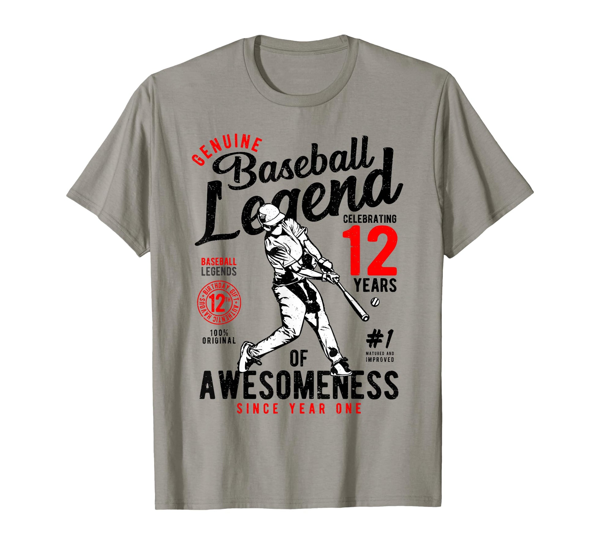 12Th Birthday Gift Baseball Legend 12 Years T-Shirt - Graphic Print Unisex - T-Shirt, Sweatshirt, Hoodie
