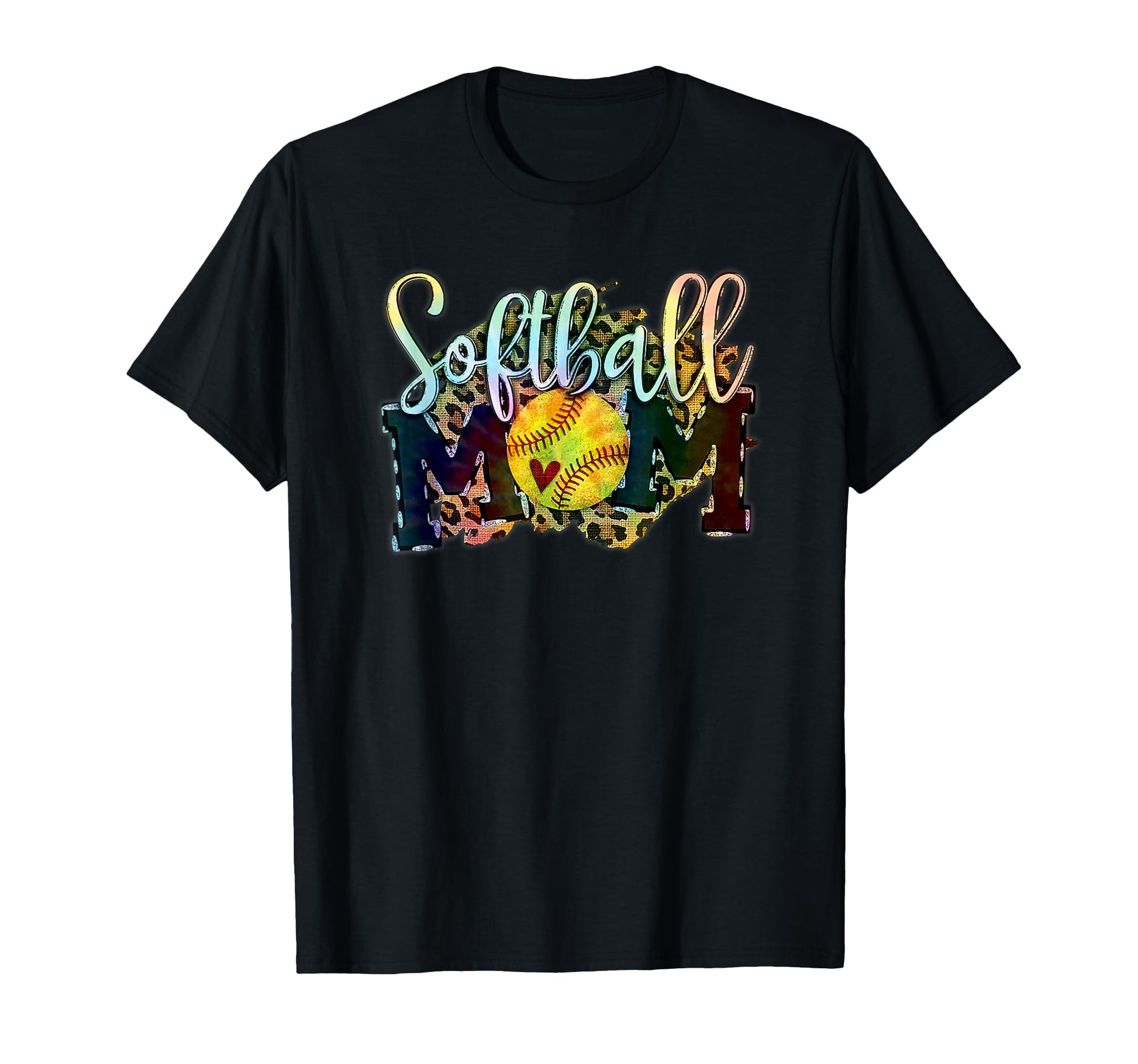 Softball Mom Leopard Funny Baseball T-Shirt - Trendy Graphic for Adults - T-Shirt, Sweatshirt, Hoodie